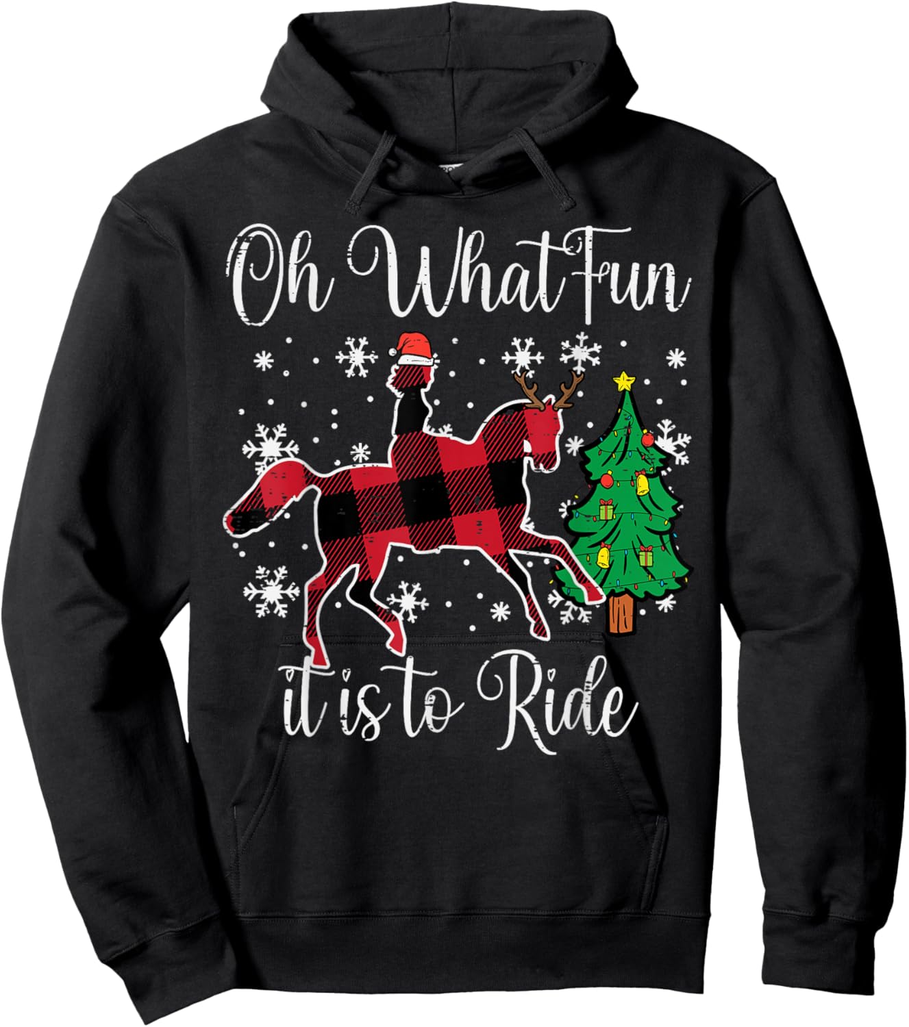 Horse Oh What Fun It Is To Ride Christmas Xmas Girls Women Hoodie - Hoodie | Black