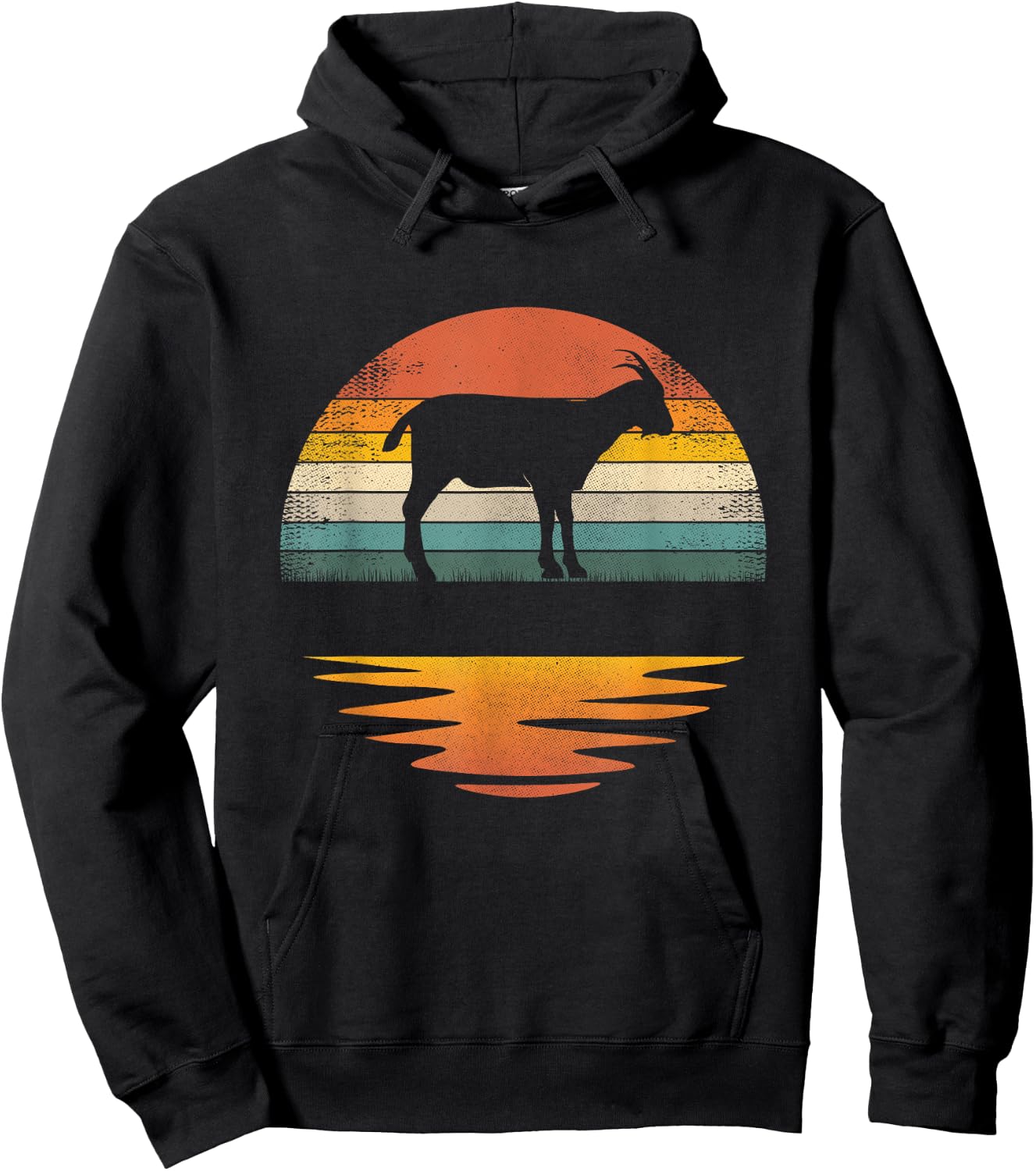 Goat Vintage Retro Sunset Goat Lover Men Women Kids Hoodie - Hoodie | Black