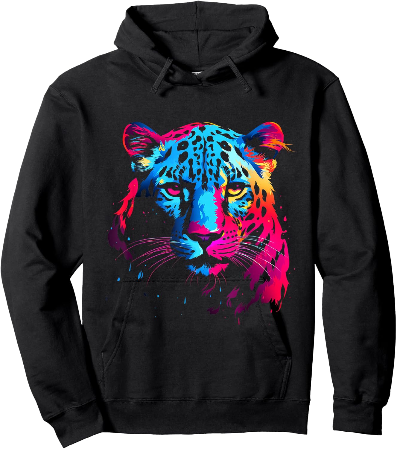 Snow Leopard Wildlife Colorful Design Leopard Lover Animal Hoodie - Hoodie | Black