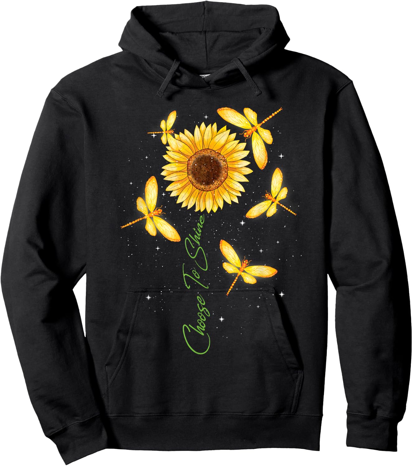 Choose To Shine - Sunflower Dragonfly Lover Insects Hoodie - Hoodie | Black