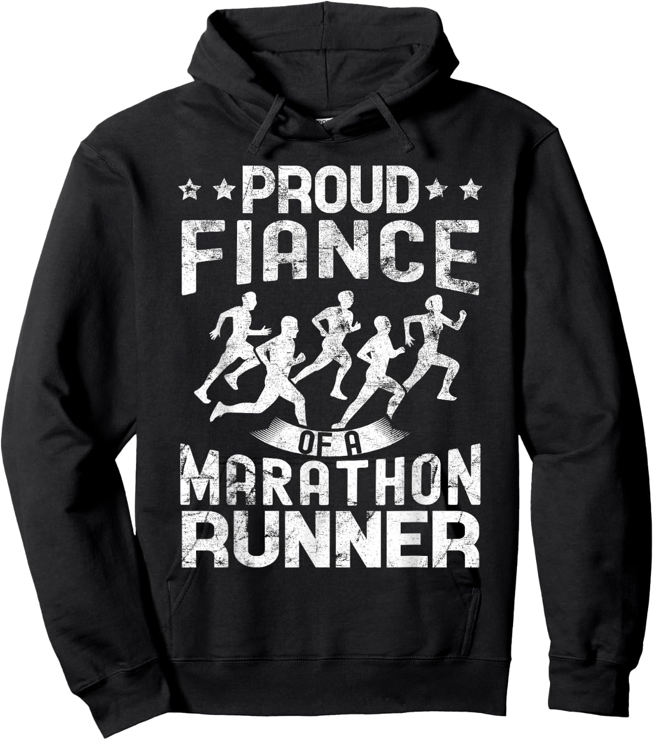 Proud Fiance of a marathon runner Fiance gifts distressed Hoodie - Hoodie | Black