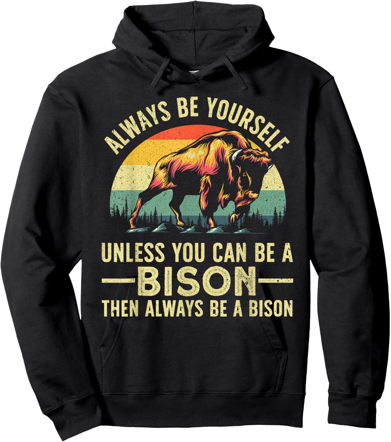 Best Bison Design Women Kids Buffalo Bison Lovers Hoodie - Hoodie | Black
