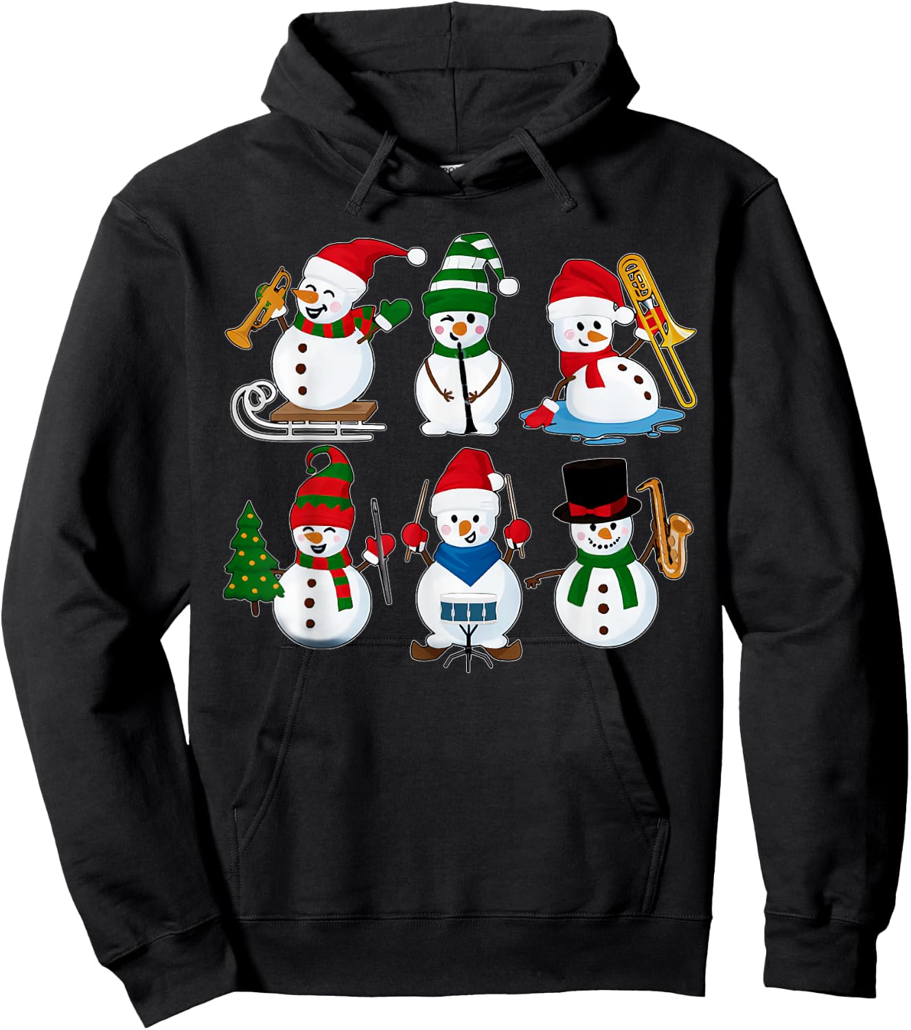 Music Snowman Band Christmas Musical Teacher Hoodie - Hoodie | Black