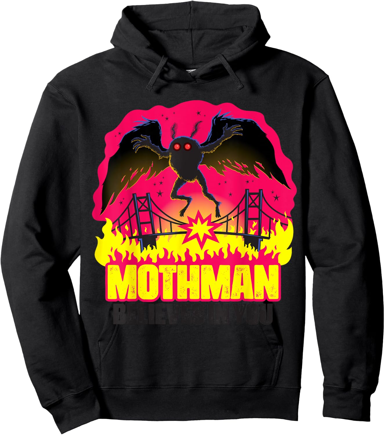 Mothman Believes In You Folklore Creepy Cryptid Creature Hoodie - Hoodie | Black