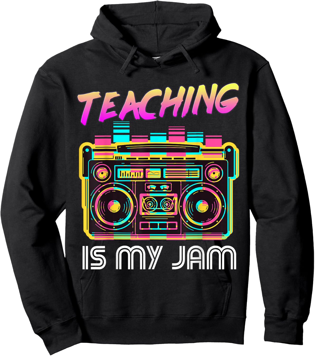 Back to School Retro Teaching is My Jam 80s Teacher Boombox Hoodie - Hoodie | Black
