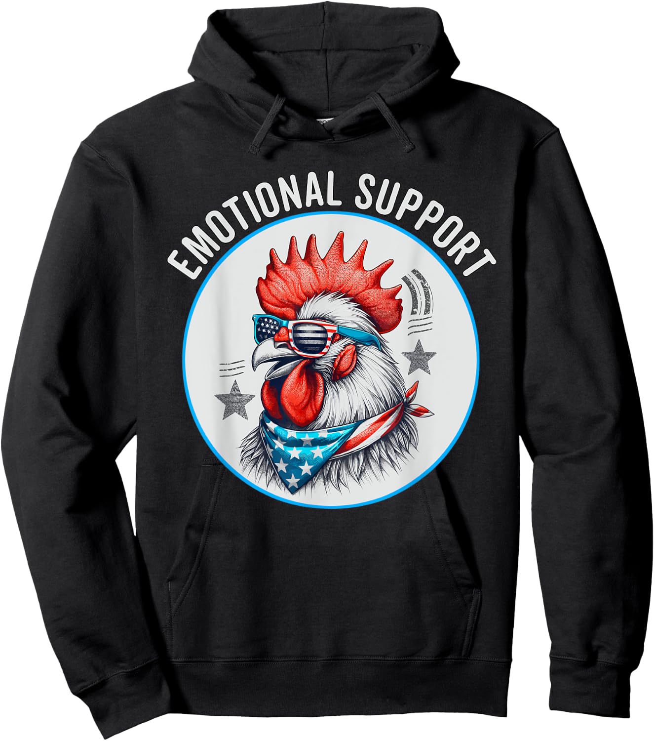 Chicken Emotional Support Cock with American Flag Men Hoodie - Hoodie | Black