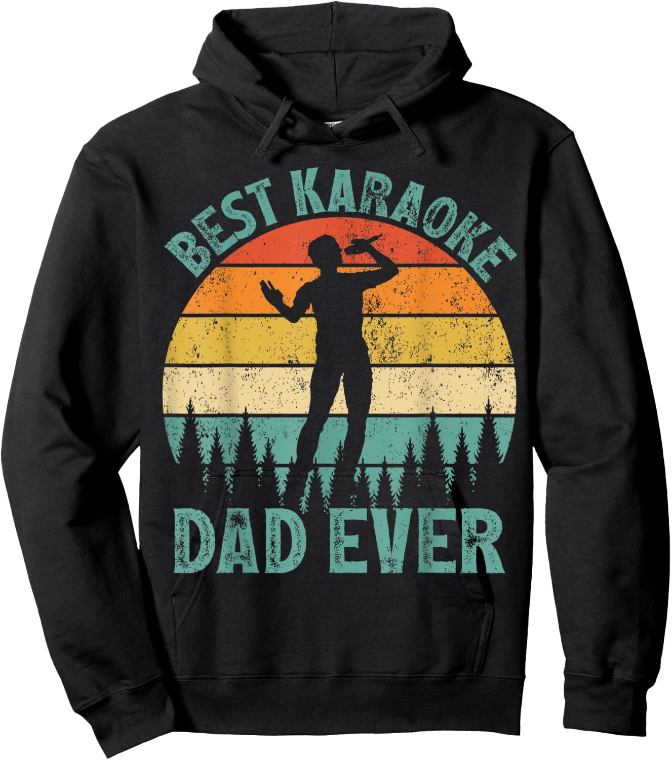 Funny Vintage Best Karaoke Dad Ever Father's Day Hoodie - Hoodie | Black