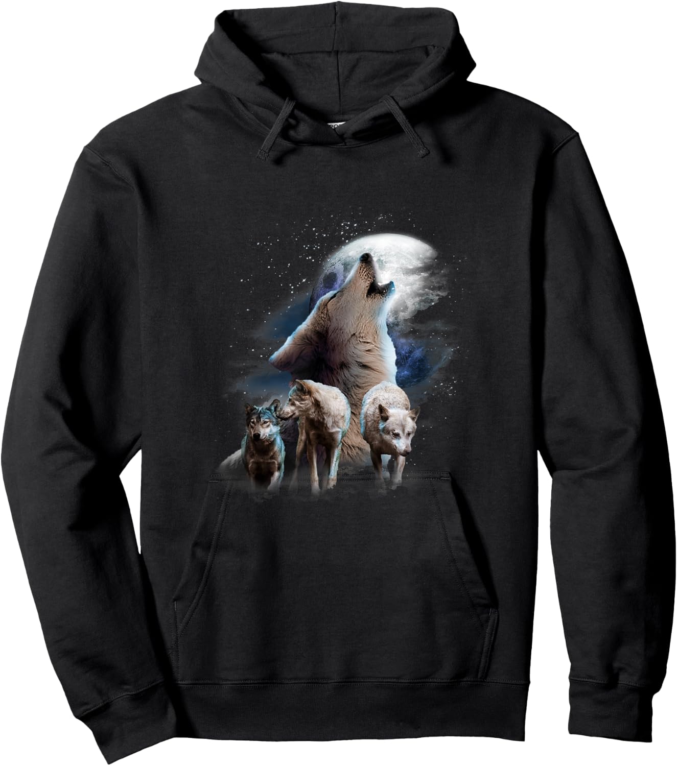Space Wolves Cosmic Snow Wolf Howling At Moon Hoodie - Hoodie | Black