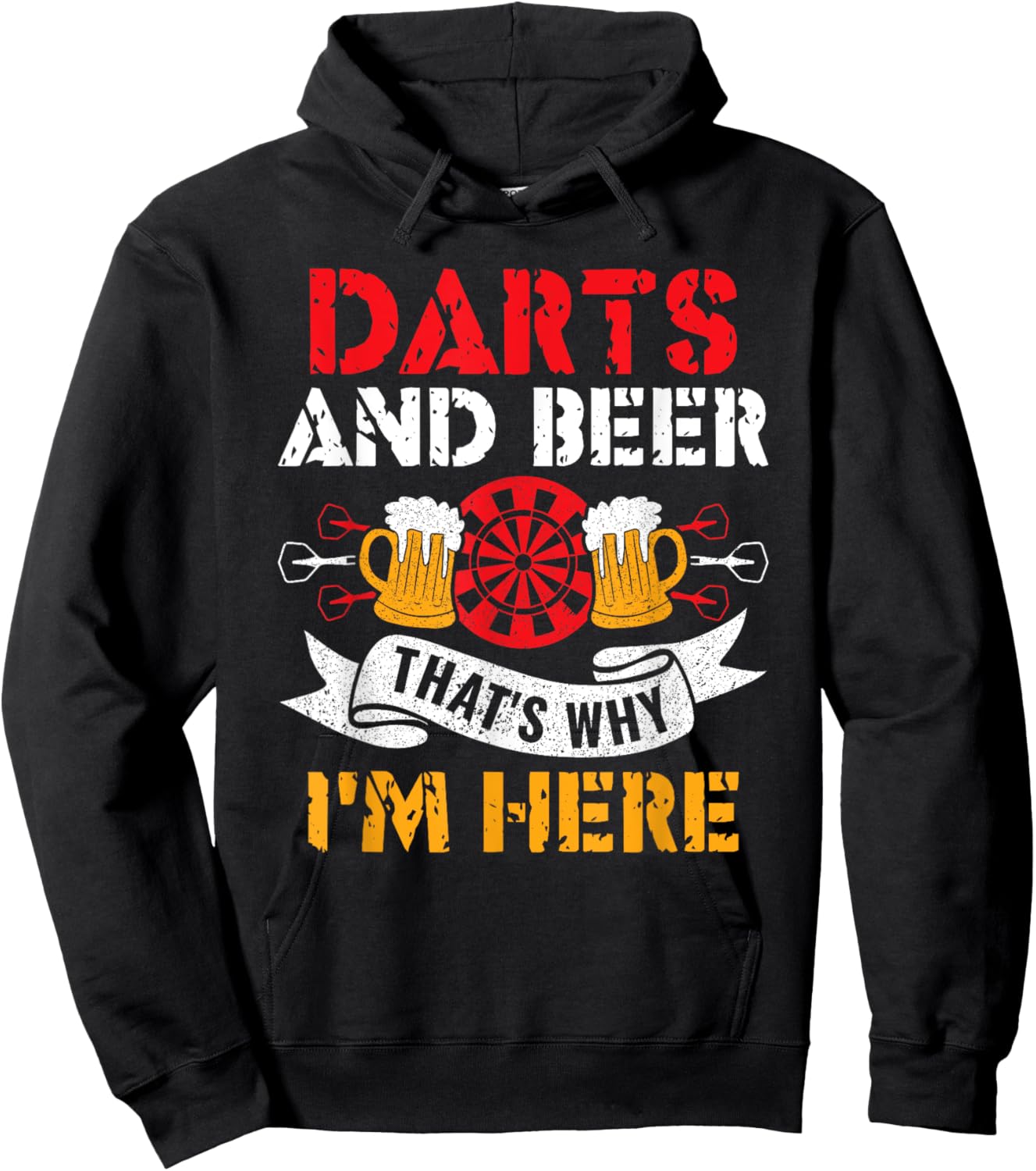 Darts und Bier Deshalb bin ich hier Funny Dart Player Hoodie - Hoodie | Black
