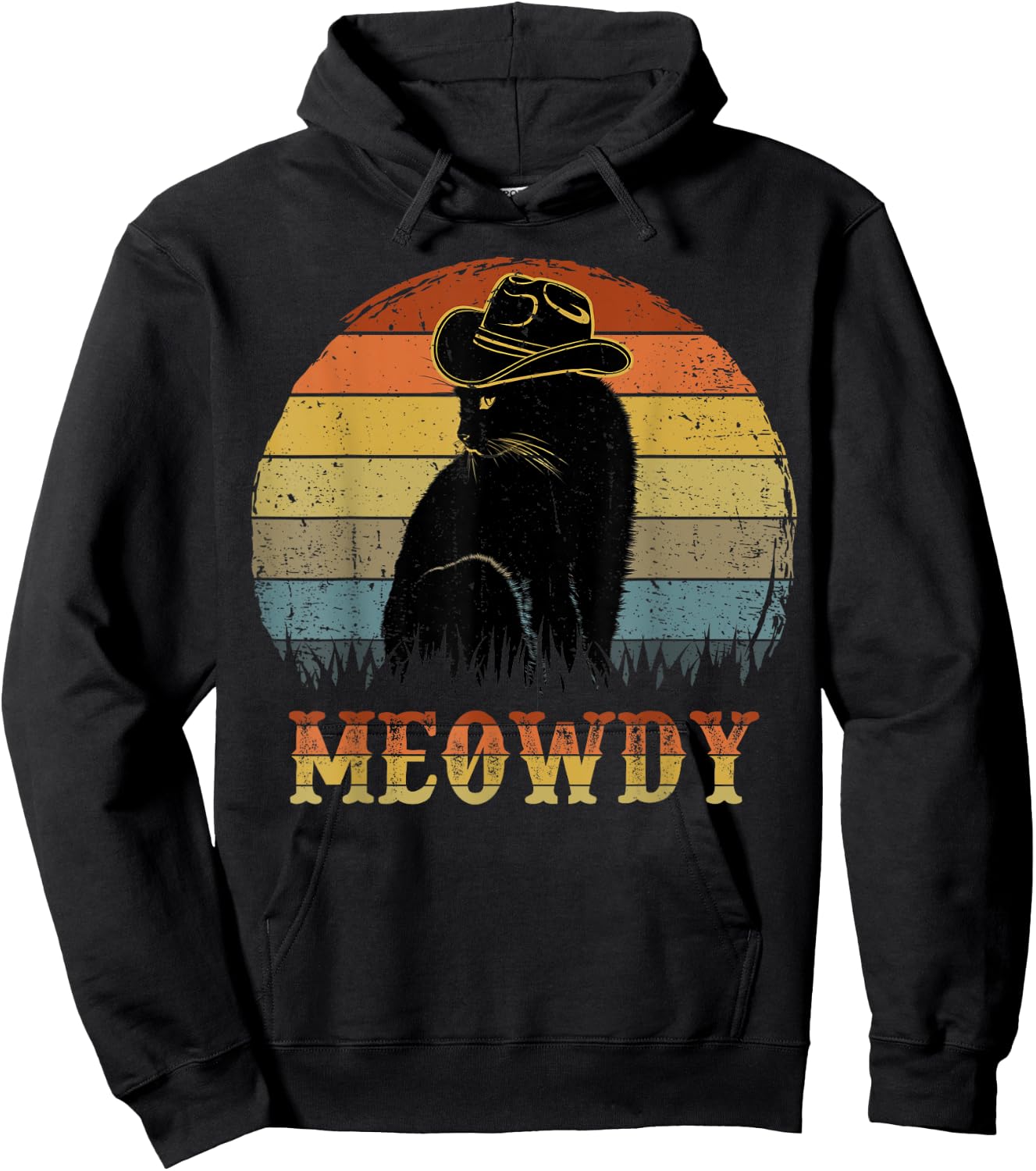 Meowdy Western Cowboy Cat-Shirt Men Women Funny Black Cat Hoodie - Hoodie | Black