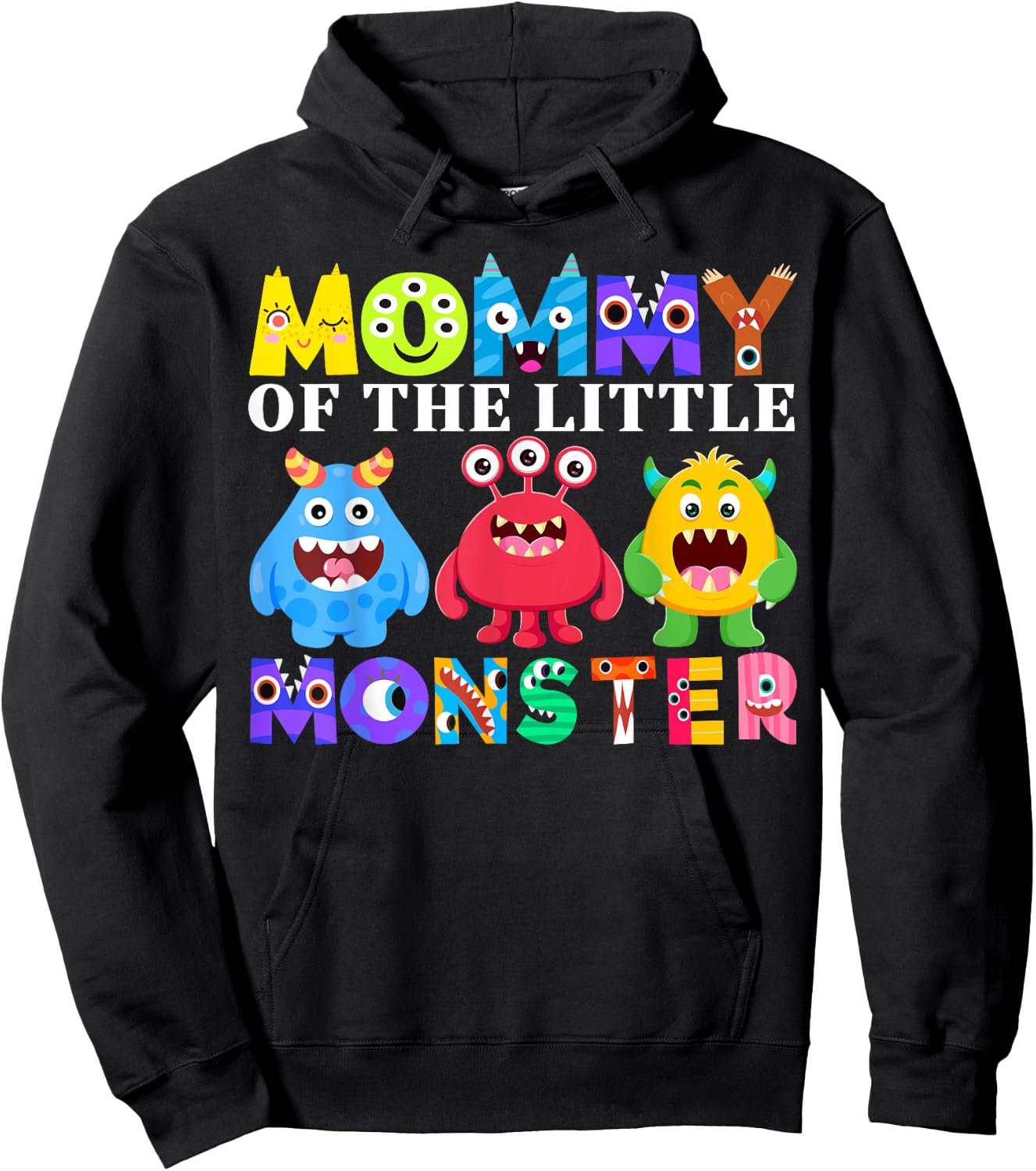 Mommy Little Monster Kids 1st Birthday Party Family Monster Hoodie - Hoodie | Black