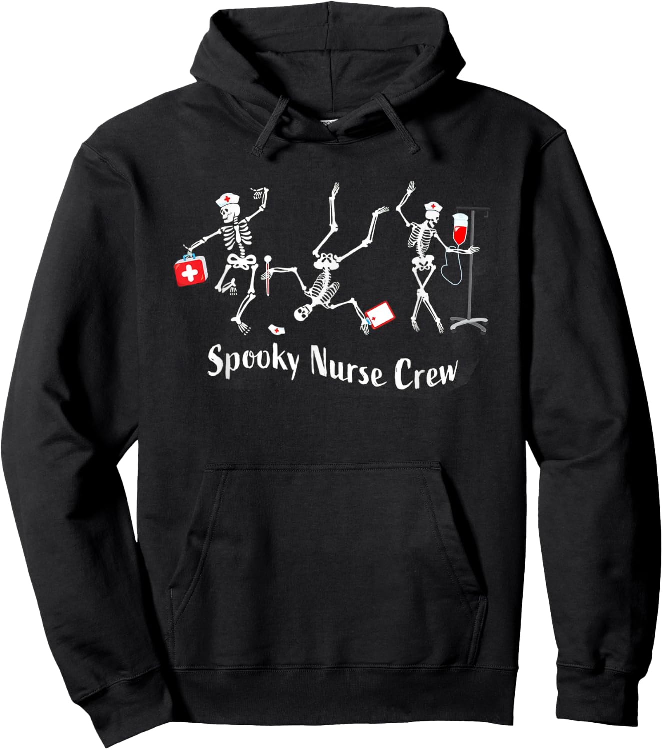 Spooky Nurse Crew Dancing Skeleton Spooky Halloween Nurse Hoodie - Hoodie | Black