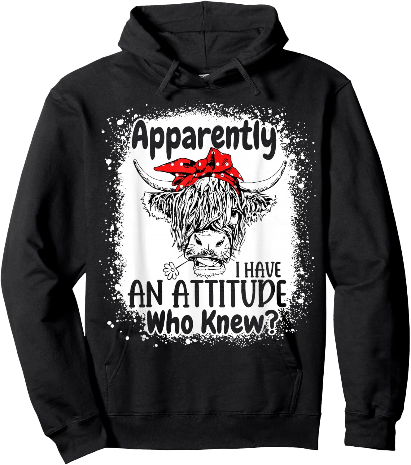 Apparently I Have An Attitude Who Knew Bleached Highland Cow Hoodie - Hoodie | Black