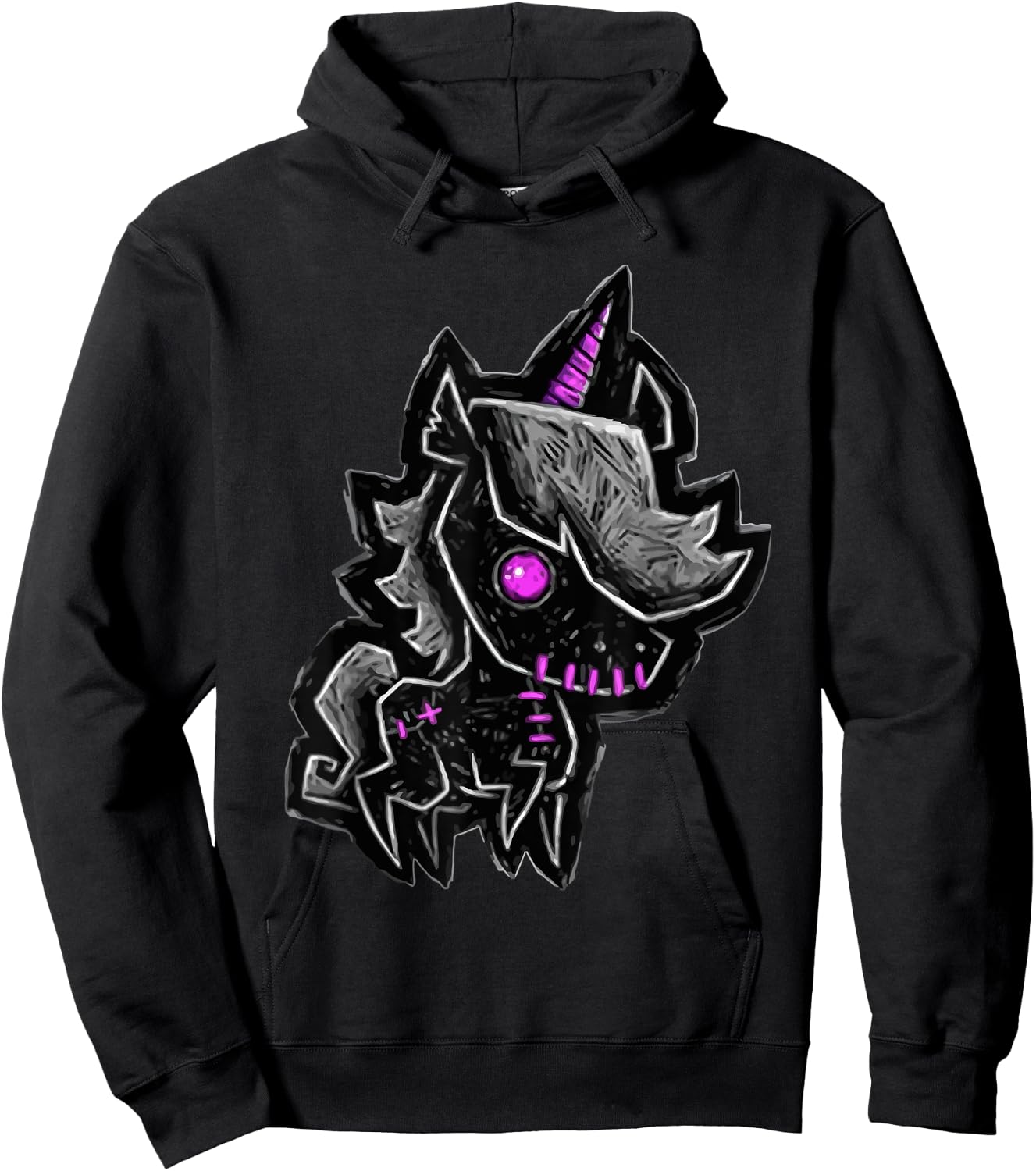 Creepy emo goth teen gothic unicorn graphic Hoodie - Hoodie | Black