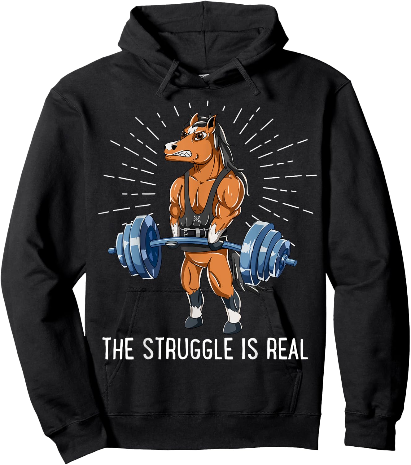 Struggle Is Real Horse Deadlift Fitness Gym Hoodie - Hoodie | Black