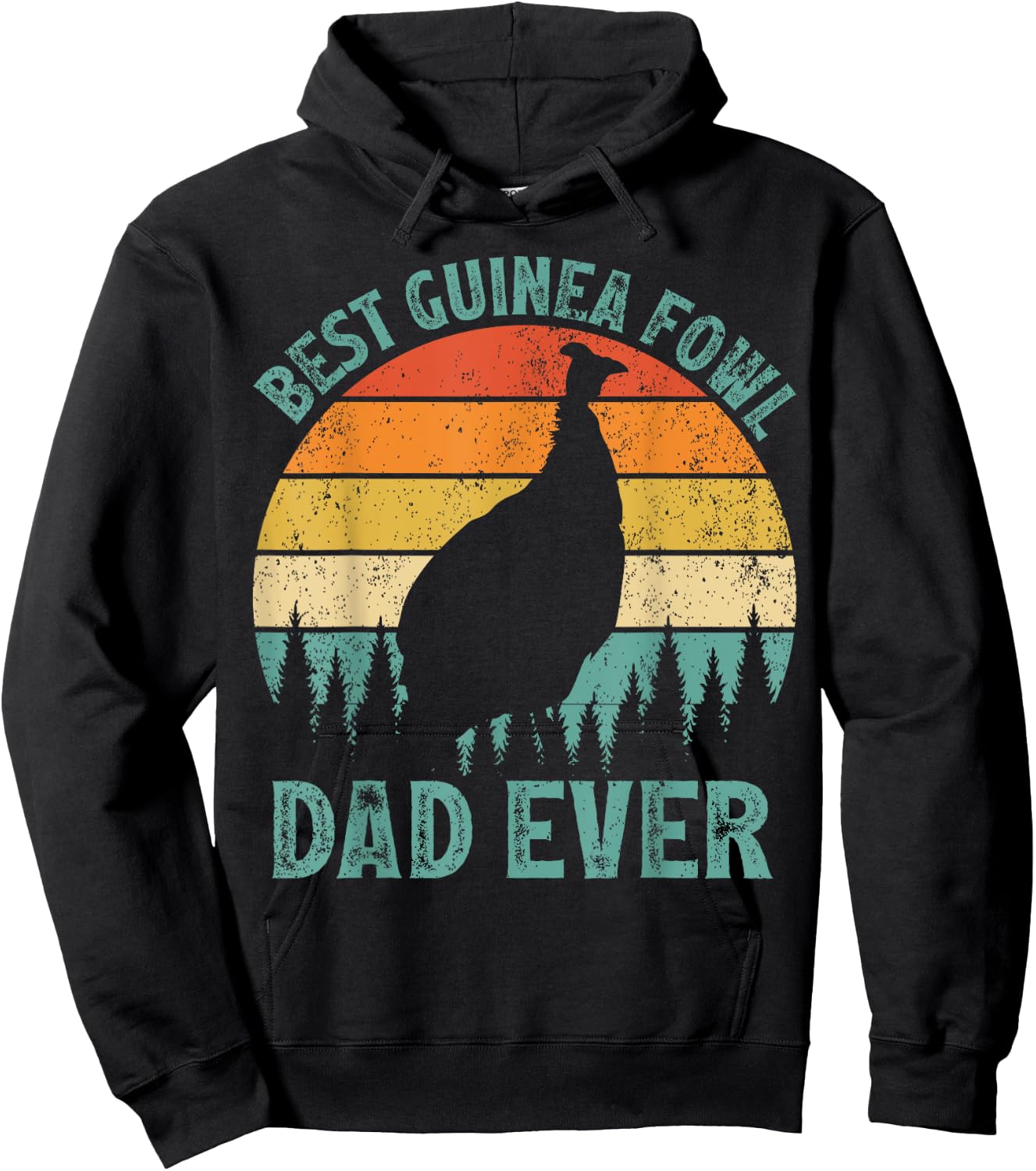 Funny Vintage Best Guinea Fowl Dad Ever Father's Day Hoodie - Hoodie | Black