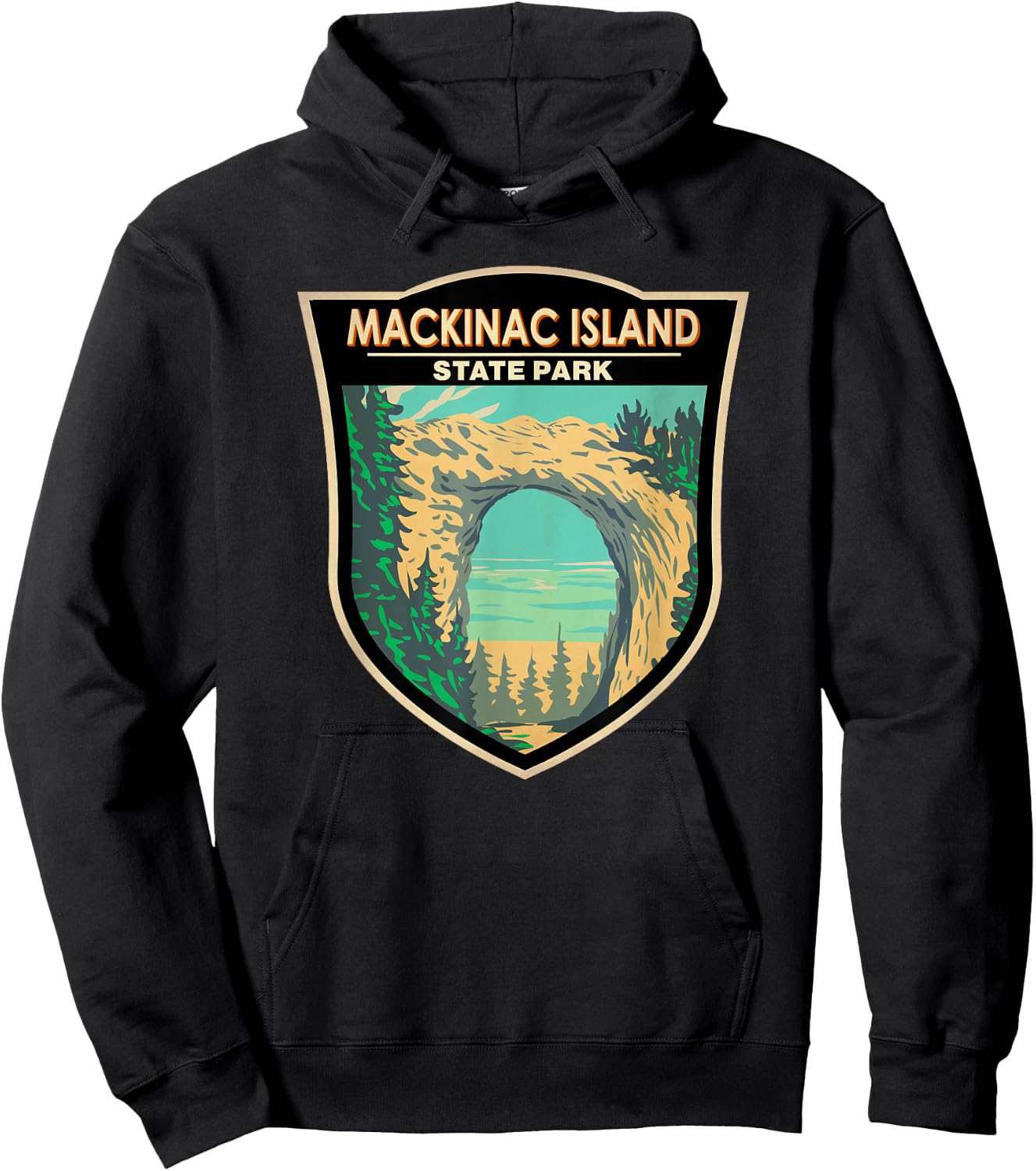 Mackinac Island State Park Michigan Arch Rock Vintage Hoodie - Hoodie | Black