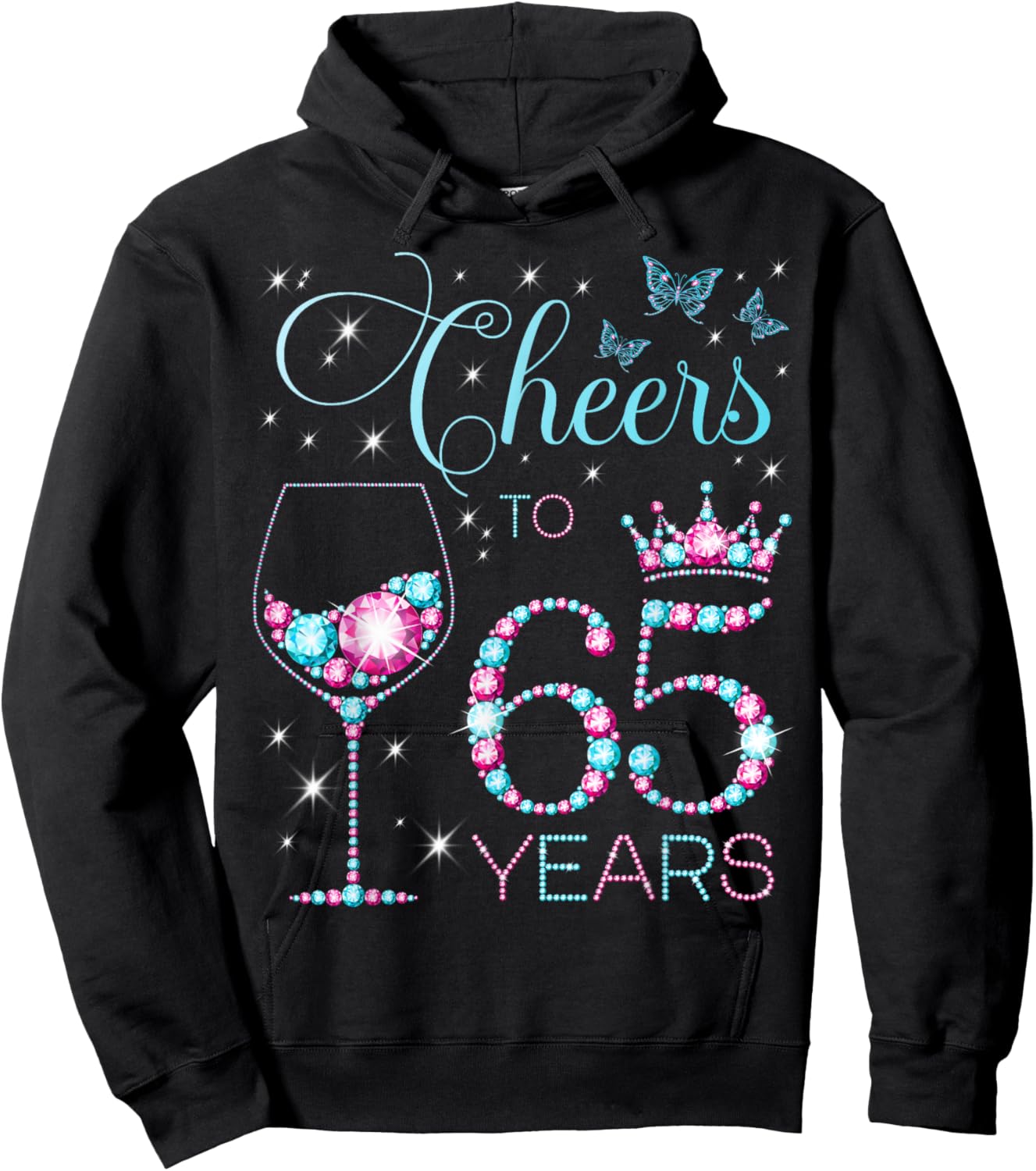 Cheers to 65 Years Old 65th Birthday Party 65th Happy Bday Hoodie - Hoodie | Black