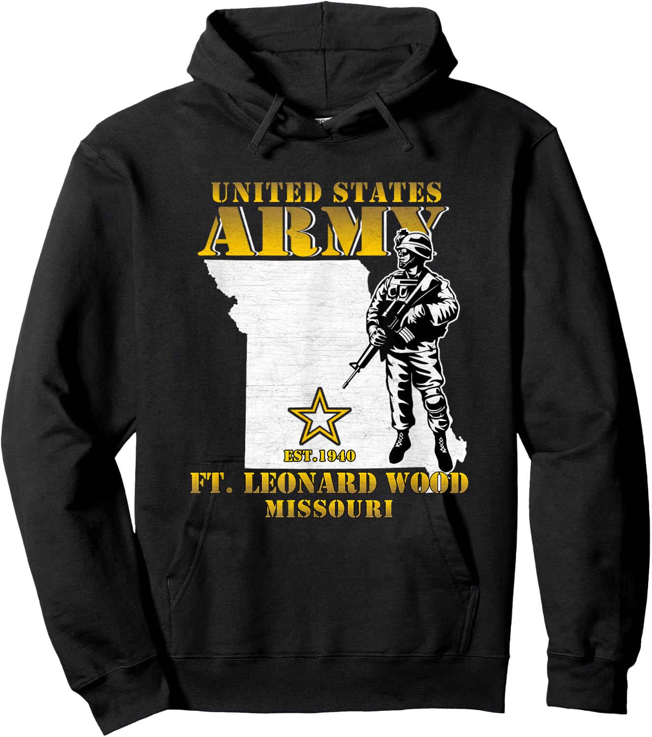Fort Leonard Wood Missouri Us Army Base Veterans Vintage Hoodie - Hoodie | Black