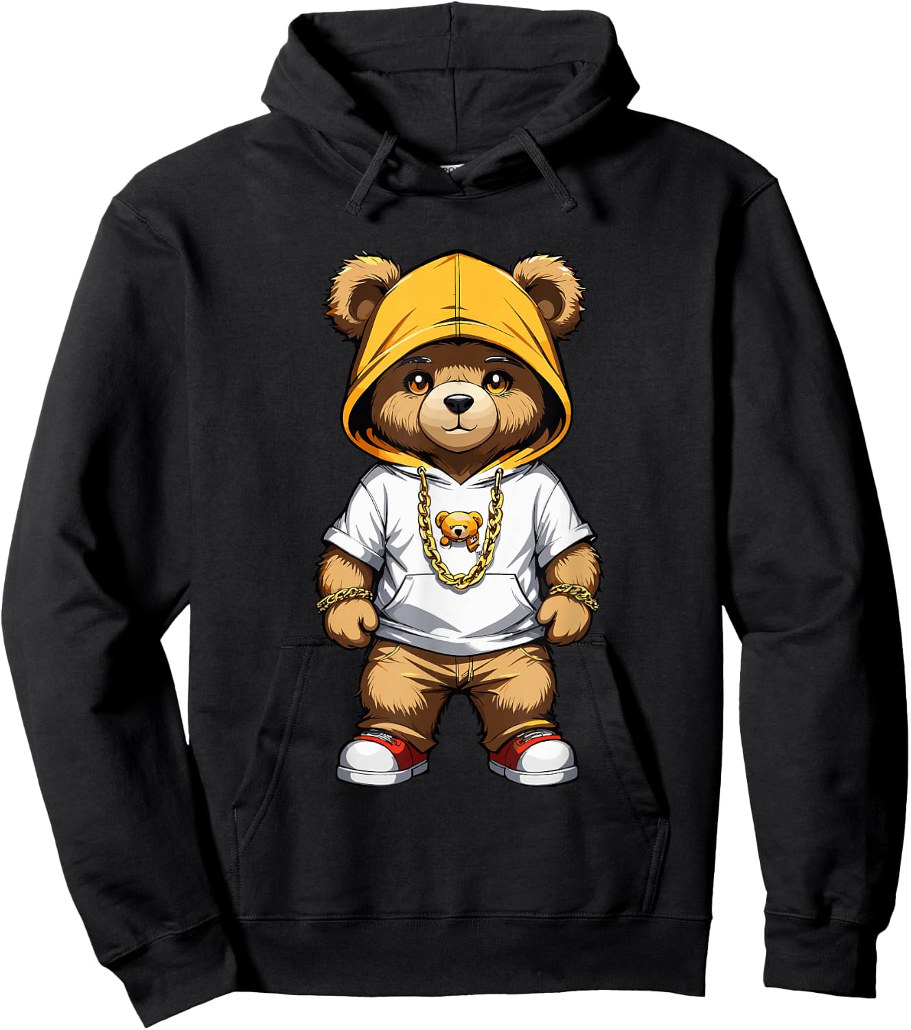 Teddy Bear Gangster in Cool Hip-Hop Outfit Hoodie - Hoodie | Black