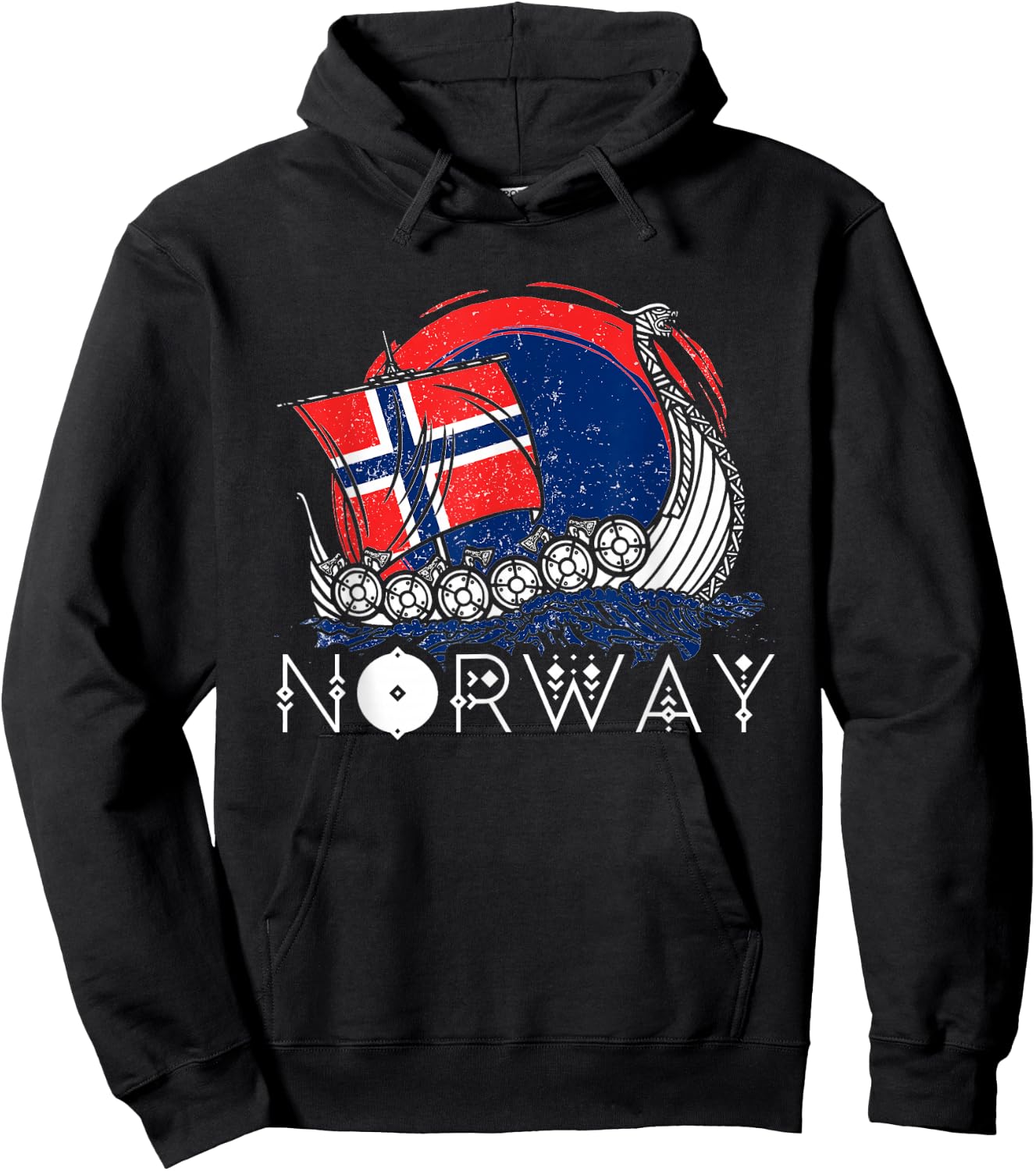 Boat Norwegian Flag Norway Viking Ship Pride Ocean Boating Hoodie - Hoodie | Black