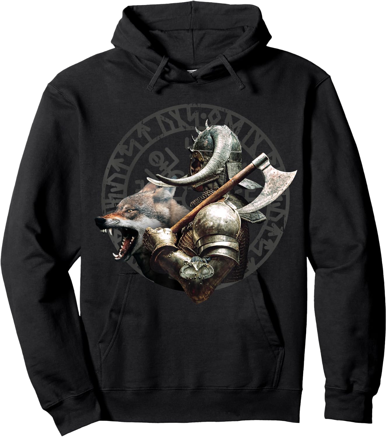 Viking Runes Nordic Celtic Wolf Lovers Hoodie - Hoodie | Black