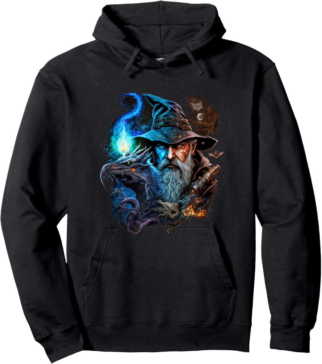 Retro Magical Wizard Fantasy Hoodie - Hoodie | Black