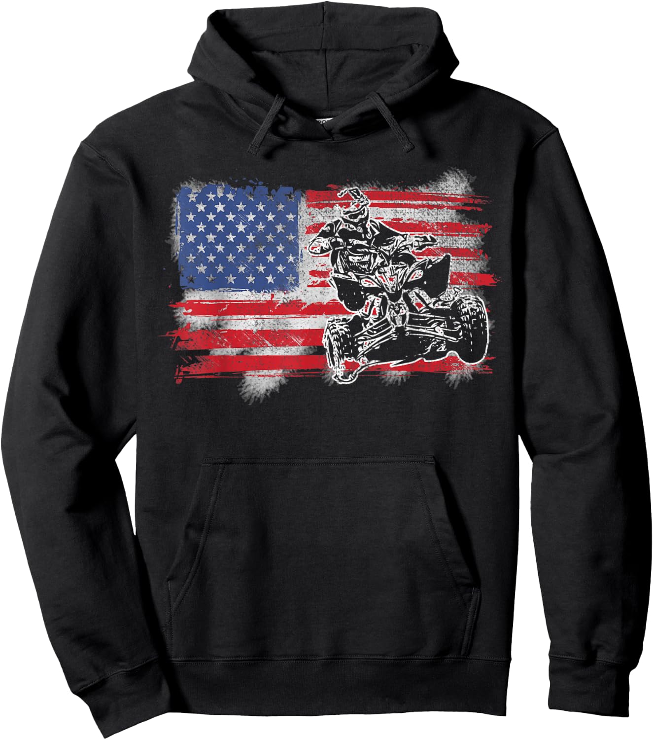 American USA Flag ATV Four Wheeler Quad Bike Brap Hoodie - Hoodie | Black