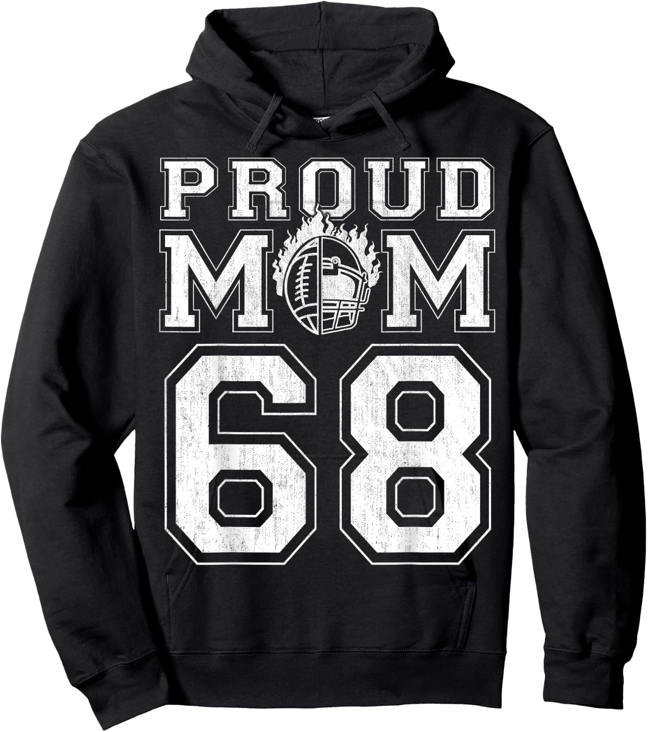 Custom Proud Football Mom Number 68 For Football Family Hoodie - Hoodie | Black
