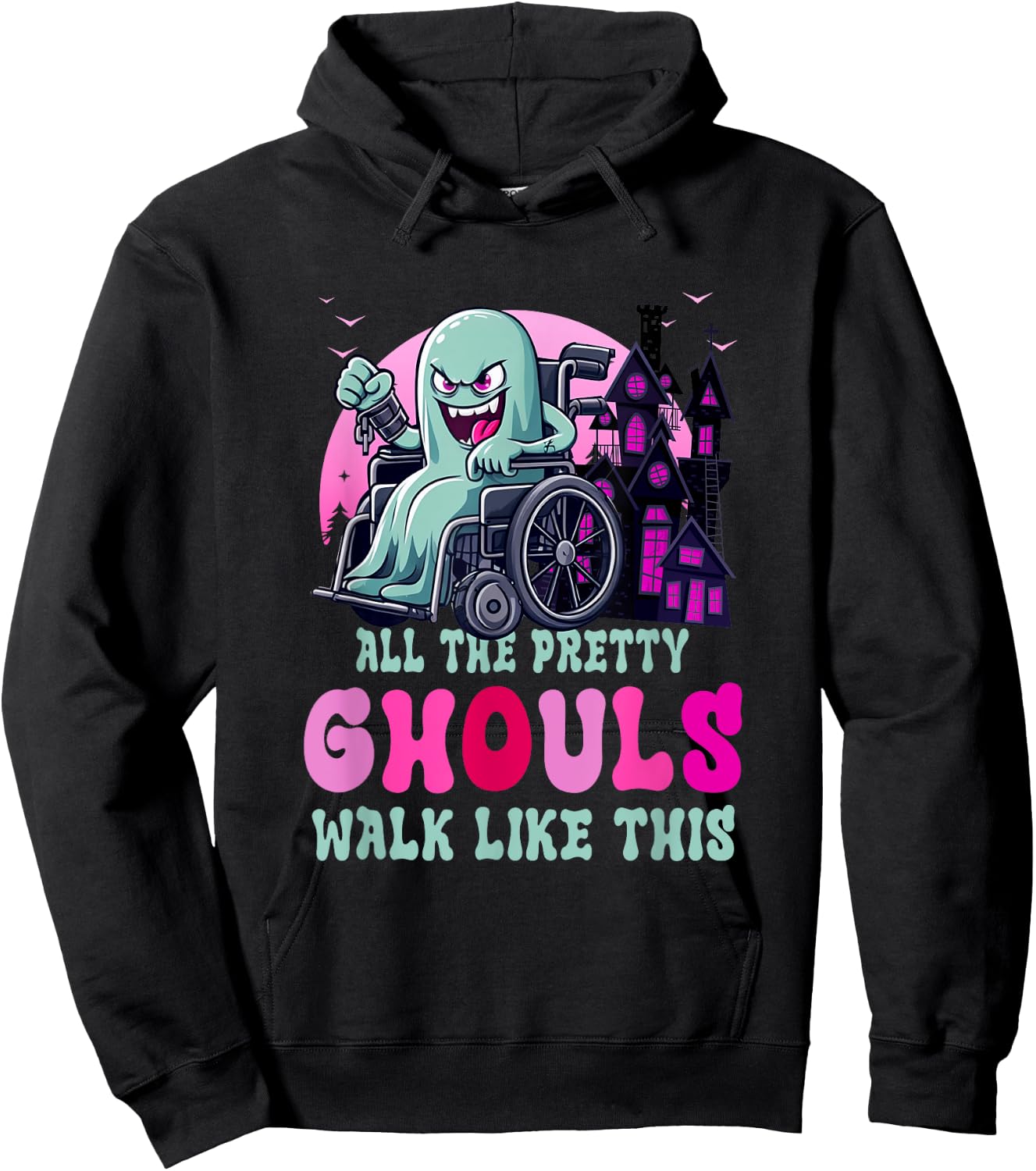 All The Pretty Ghouls Walk Like-This Halloween Wheelchair Hoodie - Hoodie | Black