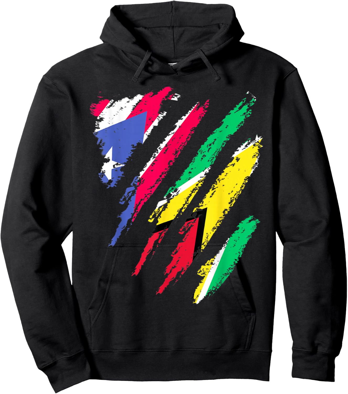 Puerto Rico Flag Guyana Grown Patriot Country Stripes Hoodie - Hoodie | Black