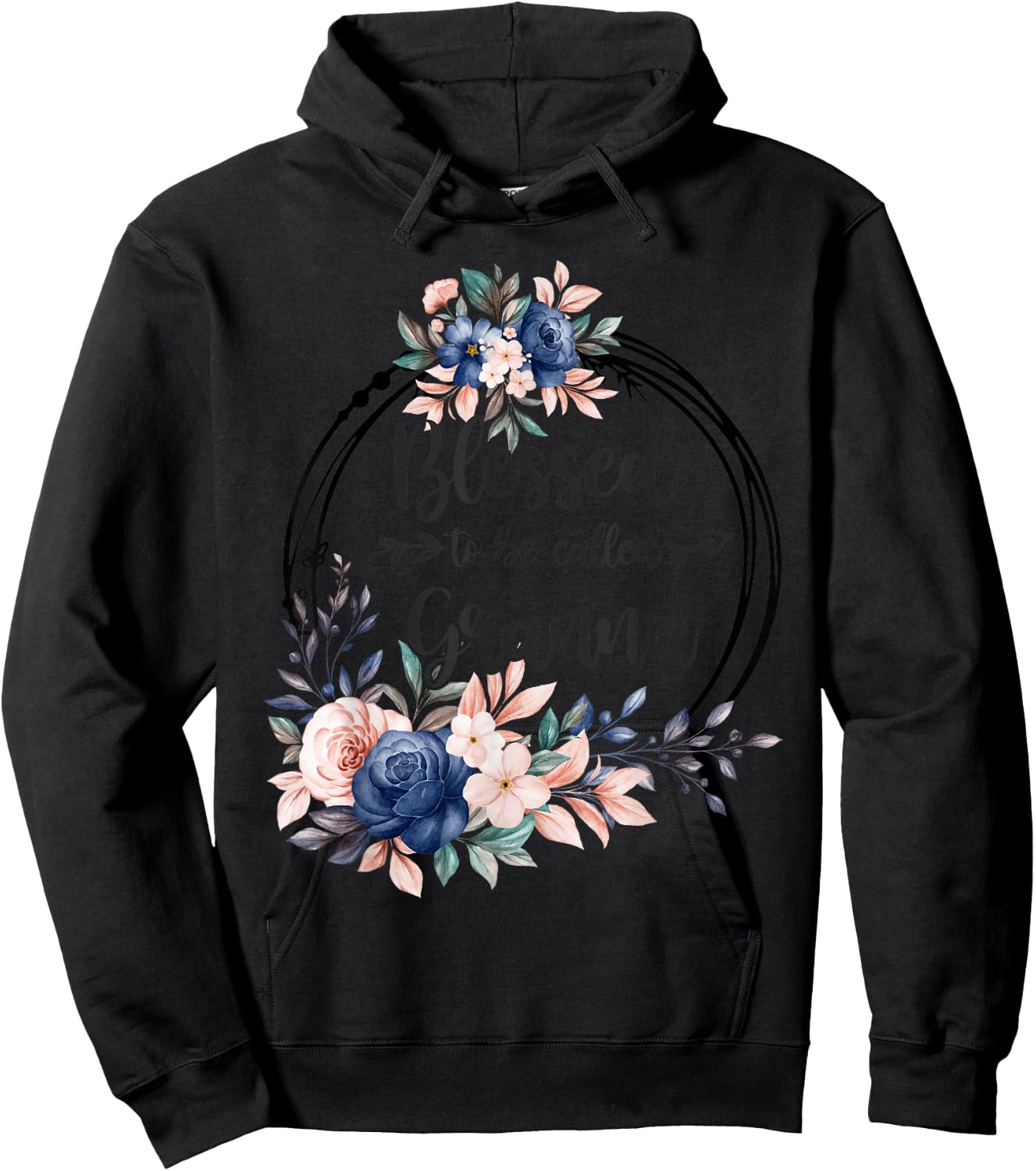 Granna Flower Blessed To Be Called Granna Hoodie - Hoodie | Black