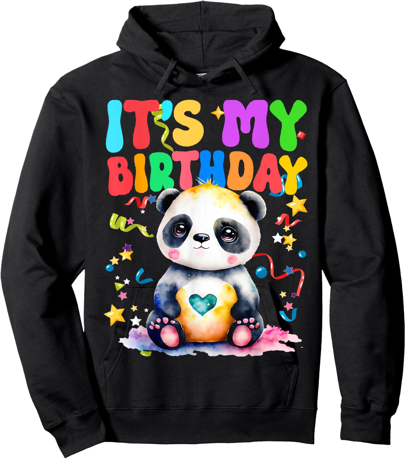 Panda Birthday For Kids It's My Birthday Panda Hoodie - Hoodie | Black