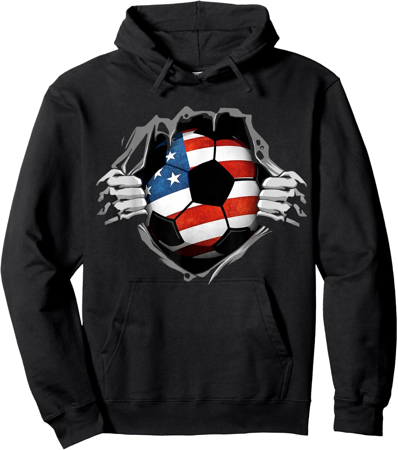 USA Soccer Ball Jersey US Support Hoodie - Hoodie | Black