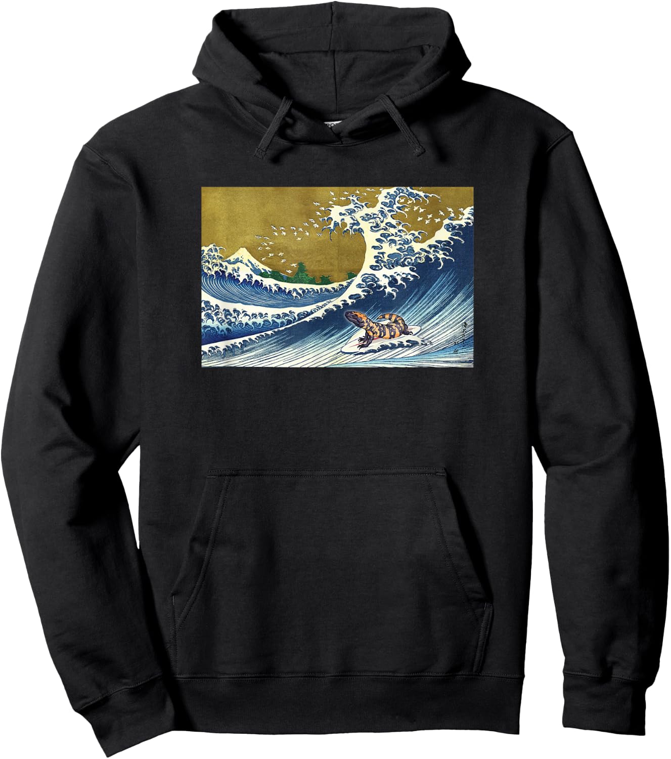 Funny Retro Vintage Surfing A Wave Gila Monster Lover Hoodie - Hoodie | Black