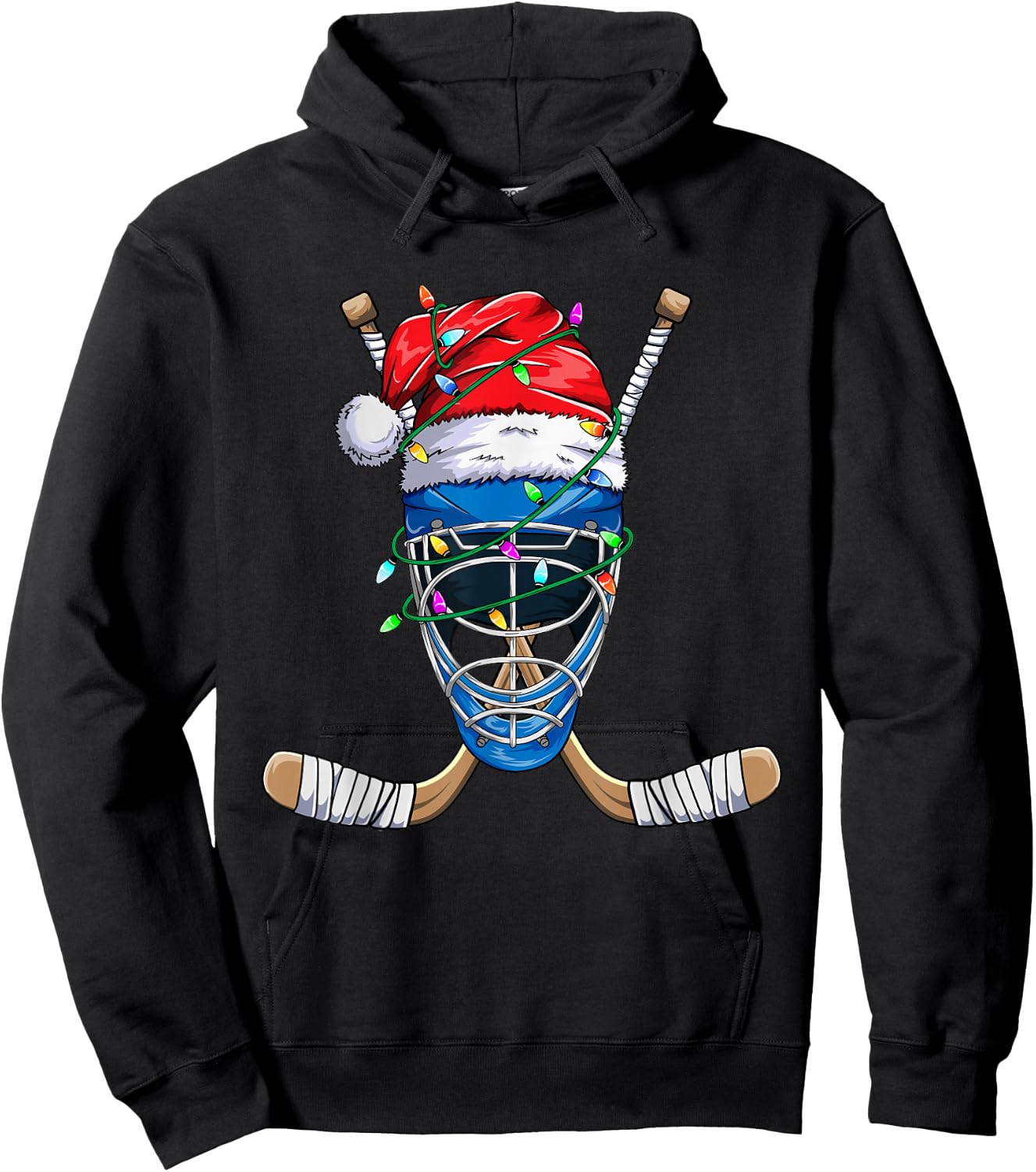 Santa Sports Design Boys Christmas Hockey Player Hoodie - Hoodie | Black