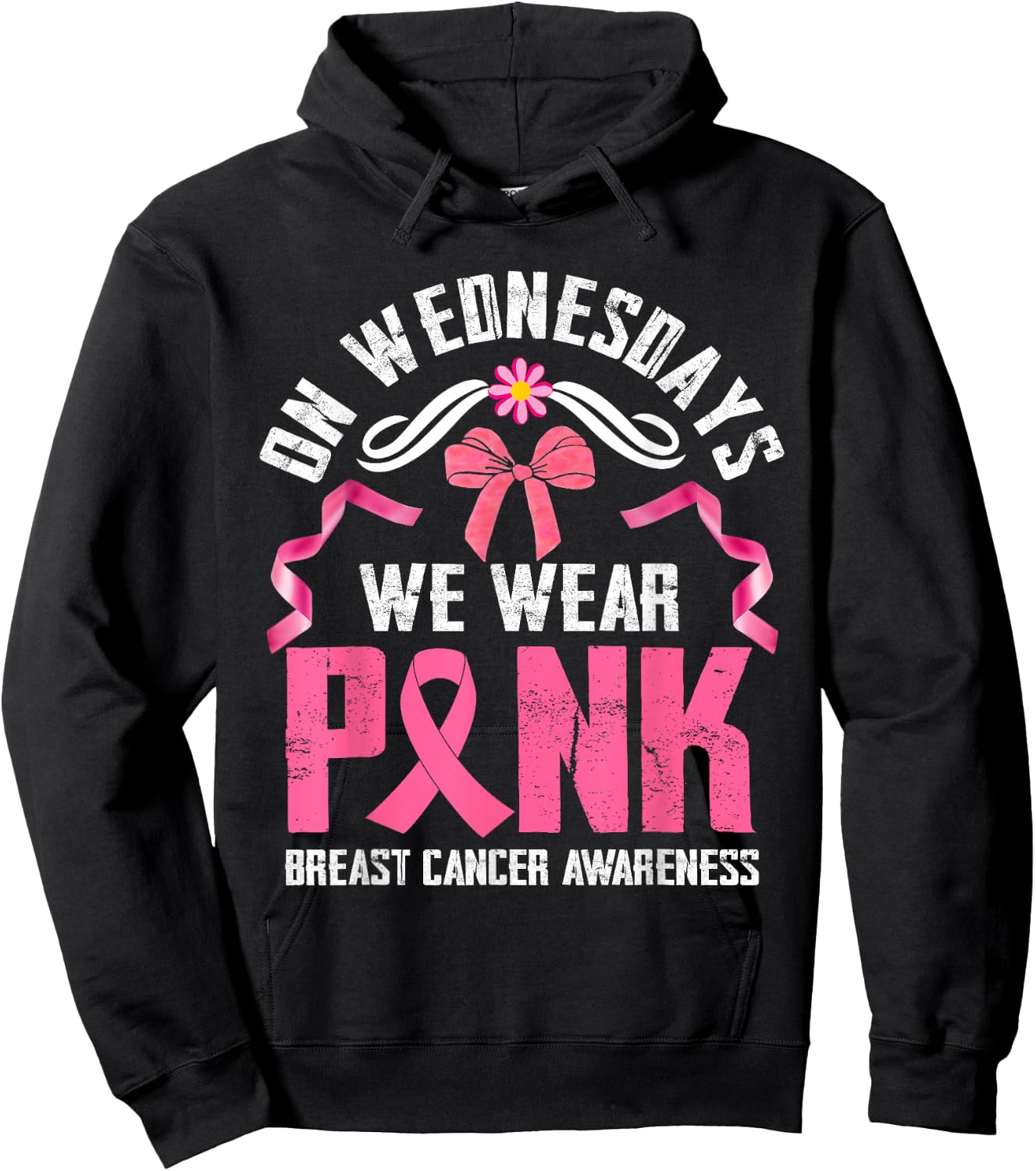 We Wear Pink - Pink Ribbon Breast Cancer Survivor Support Hoodie - Hoodie | Black