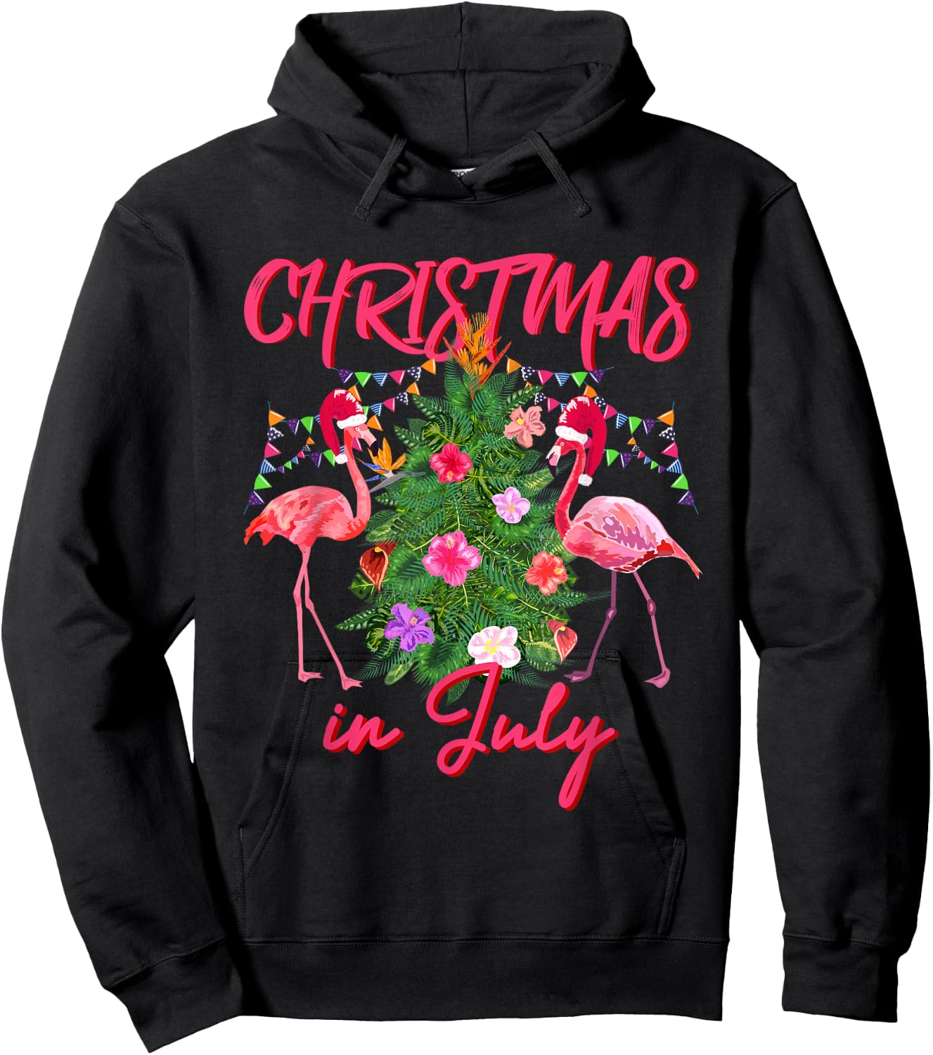 Funny Flamingo Tropical Christmas the Christmas in July Hoodie - Hoodie | Black