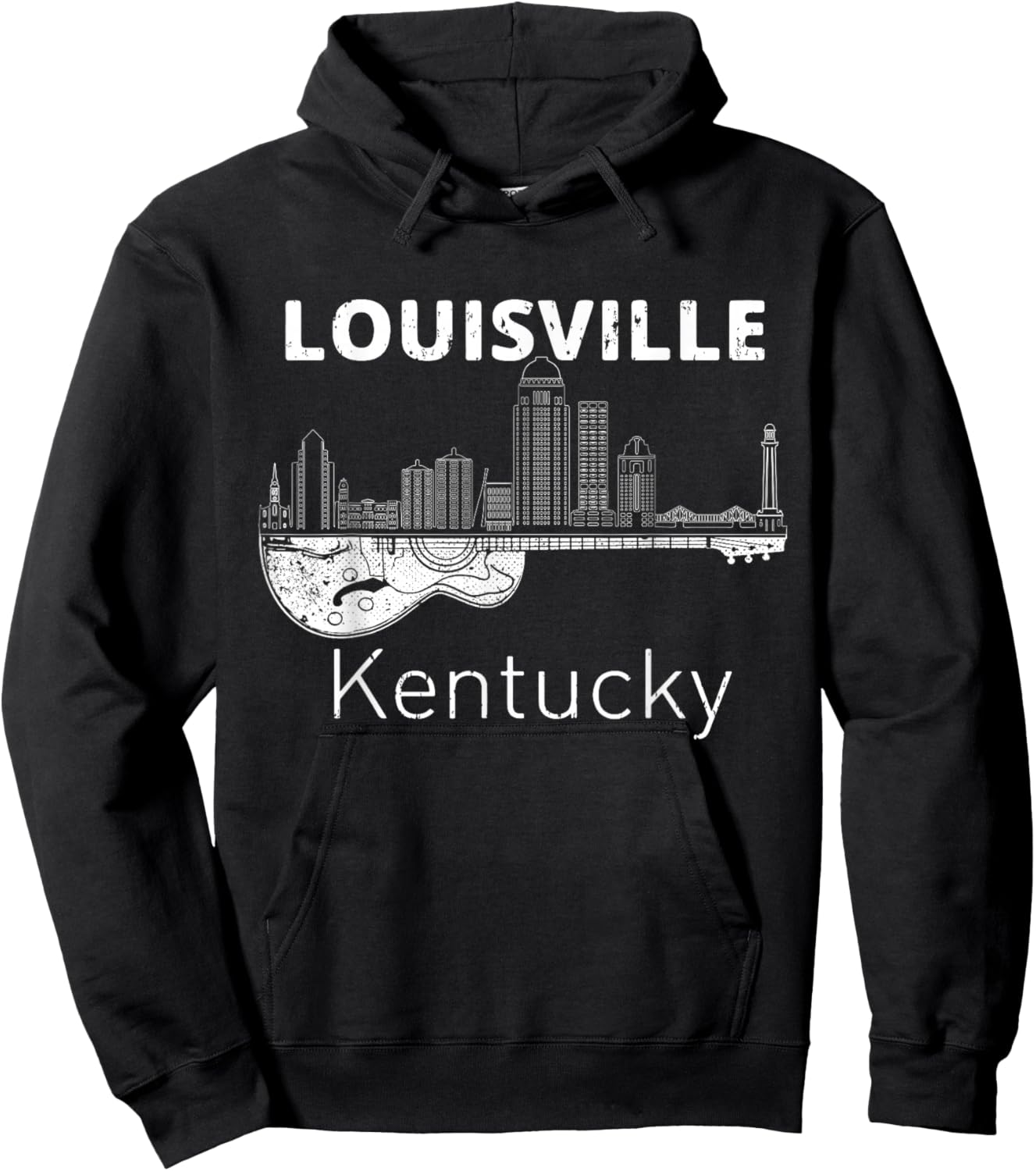 Louisville Souvenir Men Kentucky Lover Music Guitar Hoodie - Hoodie | Black