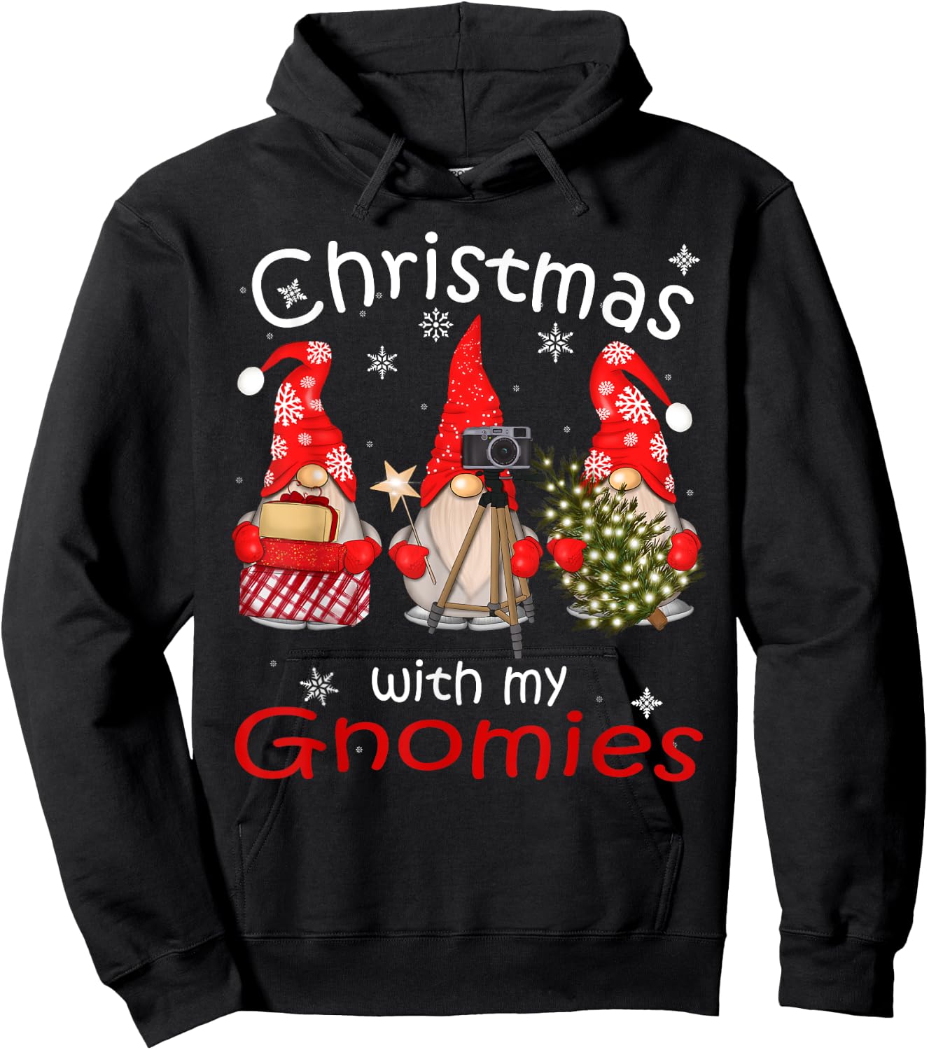 Gnome Gifts Funny Family Christmas Shirts Women 2024 Hoodie - Hoodie | Black