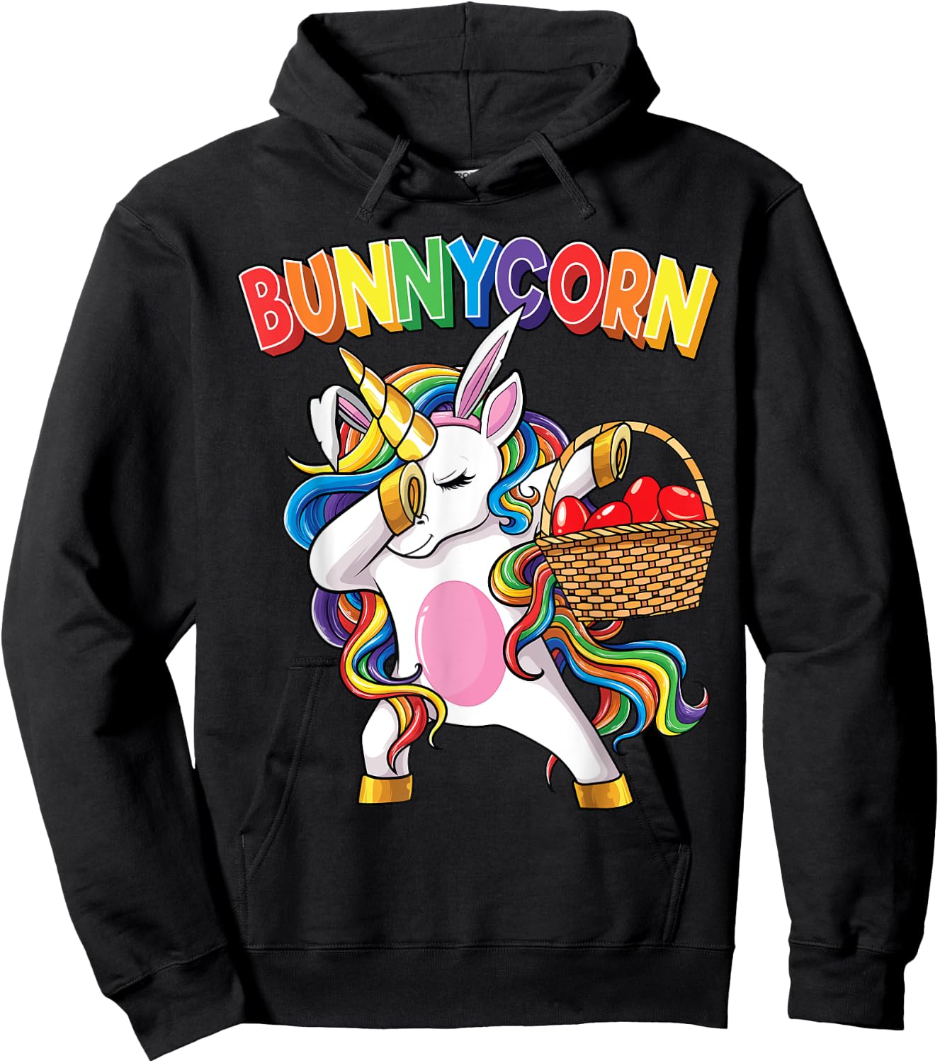 Dabbing Unicorn Shirt Bunnycorn Eggs Easter Girls Kids Dab Hoodie - Hoodie | Black