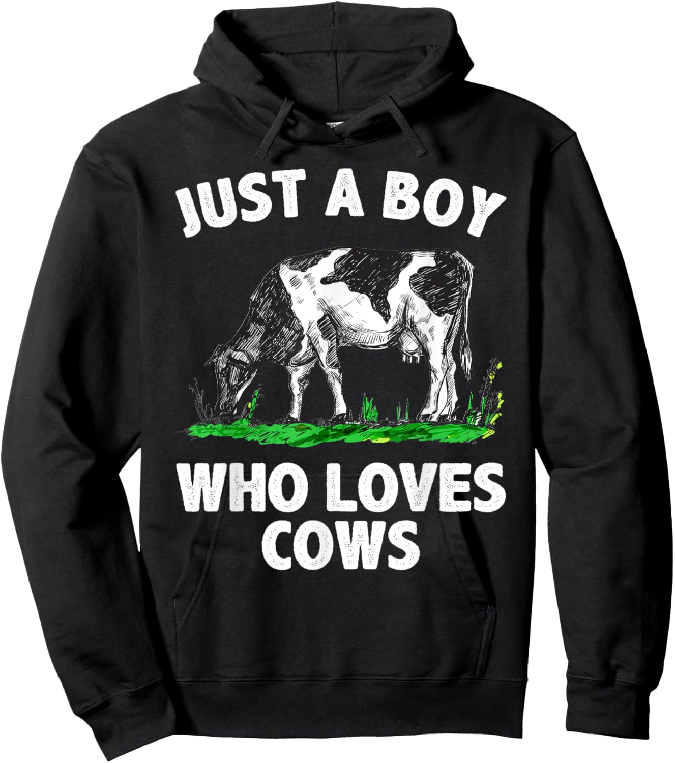 Funny Cow Design Boys Cow Farmer Livestock Animal Hoodie - Hoodie | Black