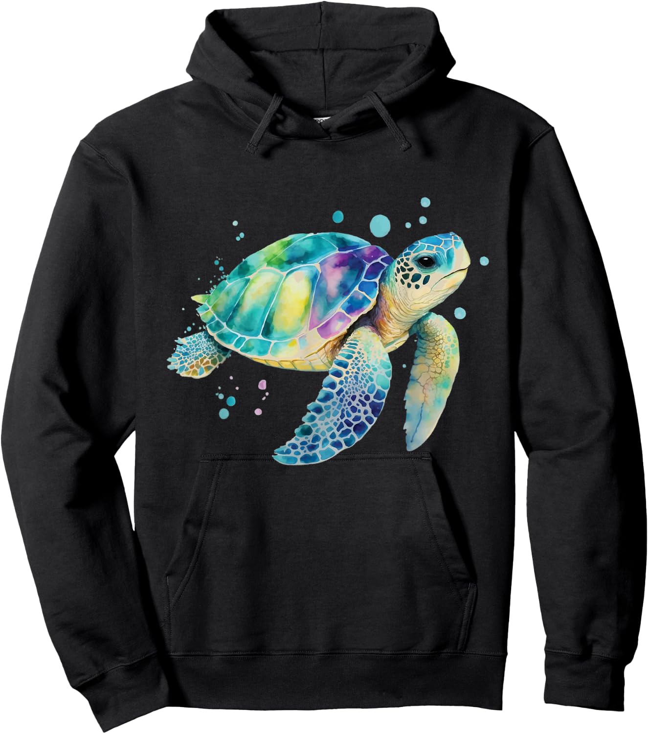 Turtle Splash Artwork - Beach Ocean Wildlife Animal Lover Hoodie - Hoodie | Black