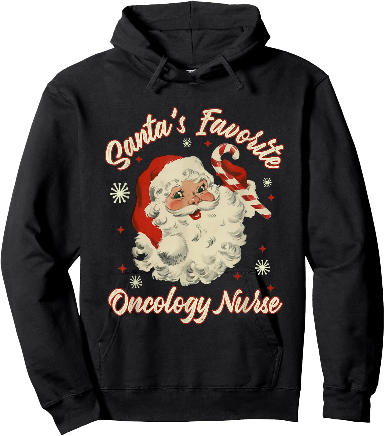 Santa's Favorite Oncology Nurse Vintage Christmas Chemo Hoodie - Hoodie | Black
