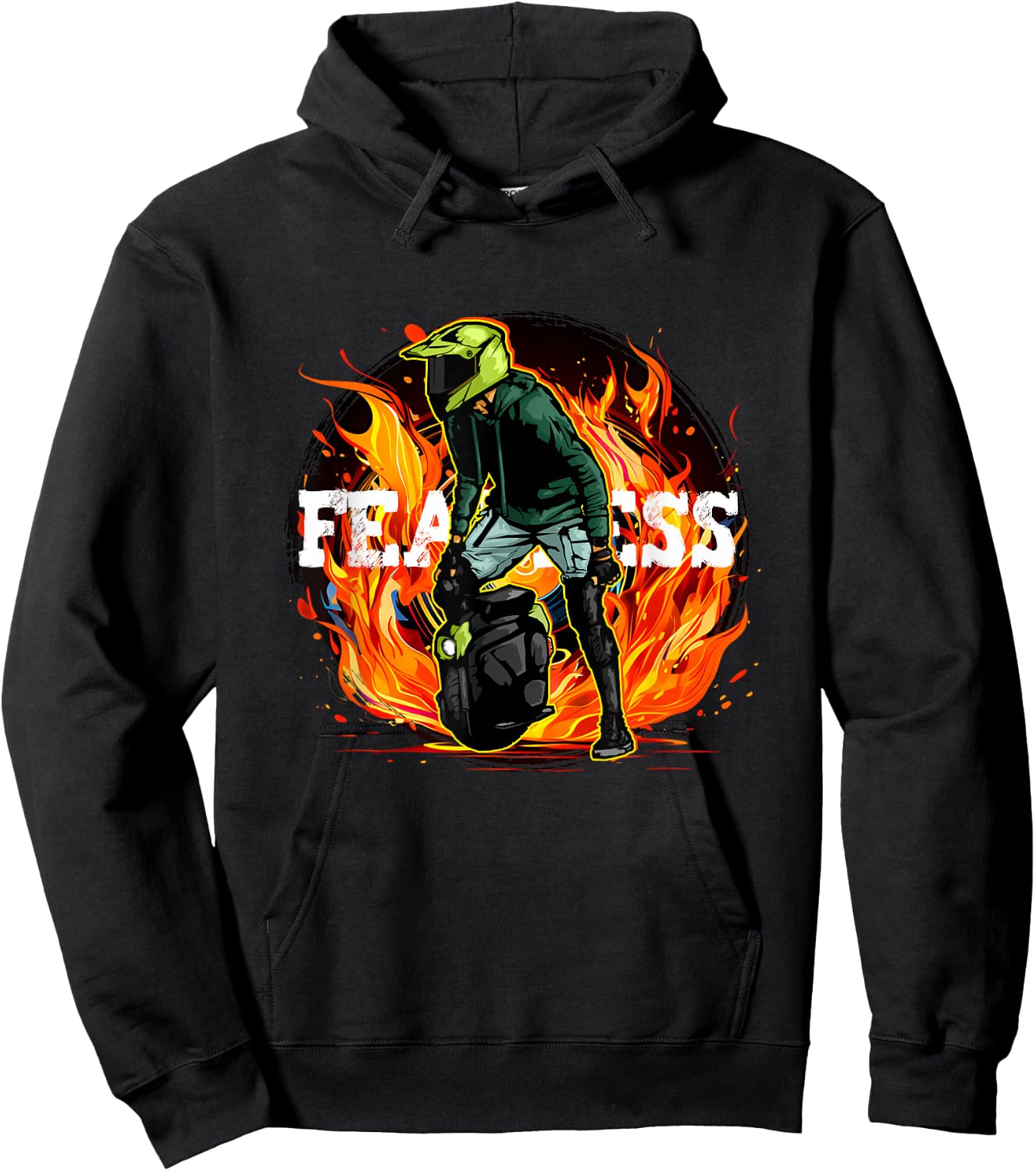 Fire and Flames electric Unicycle Stuntman Hoodie - Hoodie | Black