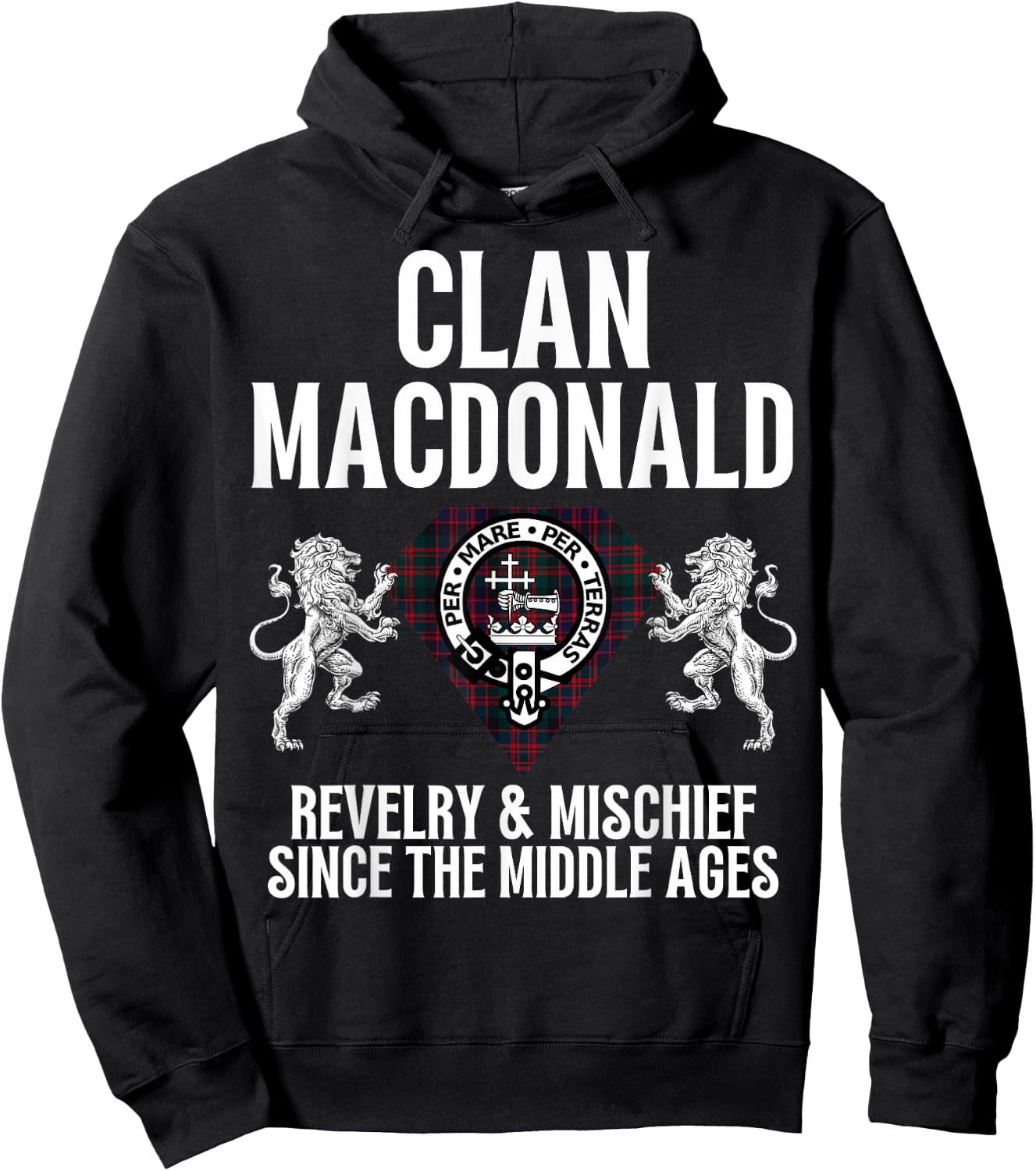MacDonald Clan Scottish Name Coat Of Arms Tartan Family Hoodie - Hoodie | Black