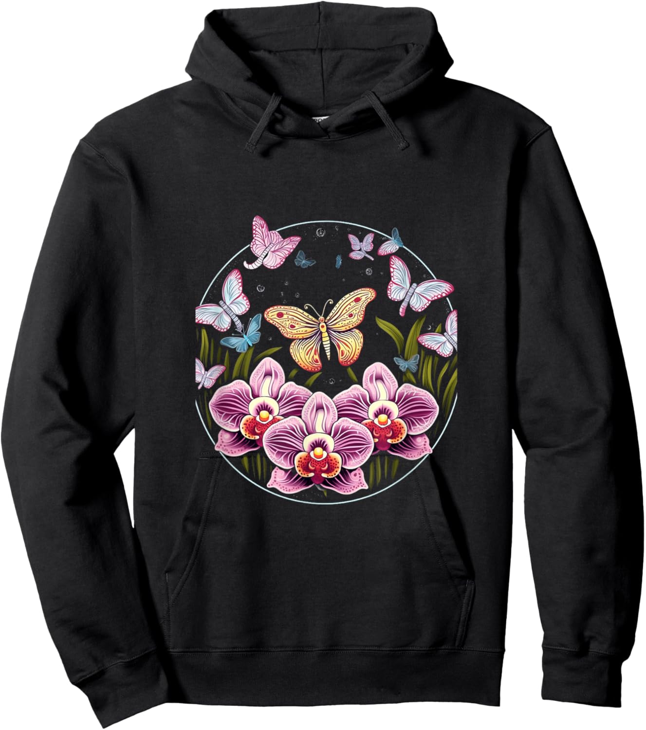 Orchids and Butterflies Butterfly Flower Orchid Plant Lovers Hoodie - Hoodie | Black