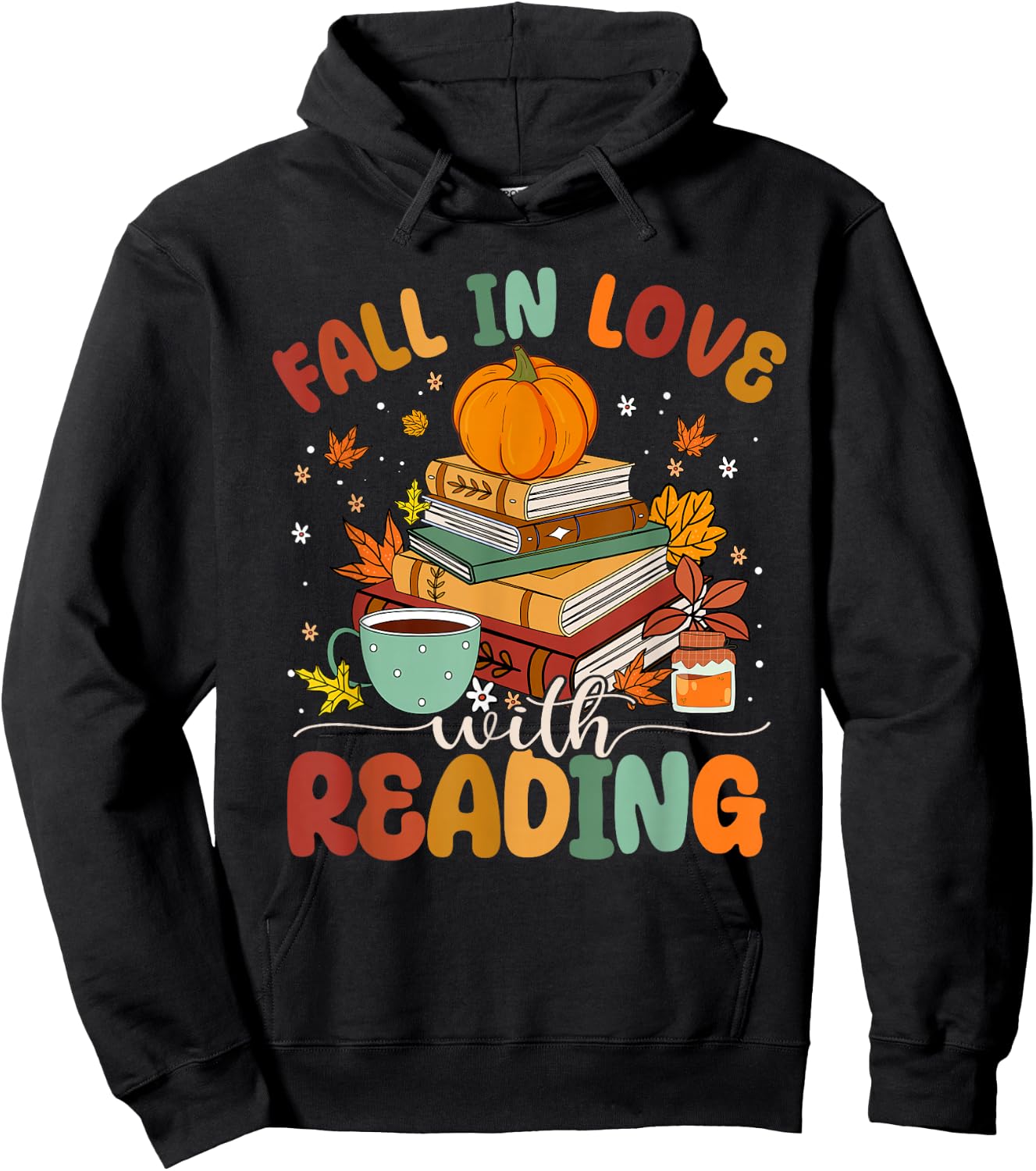 Fall In Love With Reading Fall Season Hoodie - Hoodie | Black