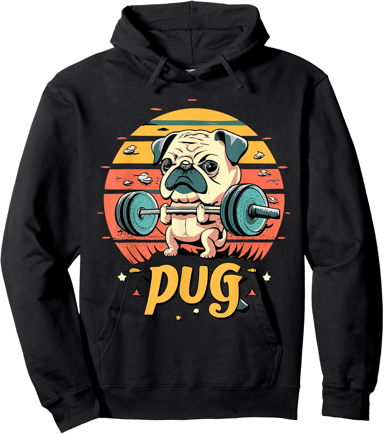 Pug Weightlifting Funny Deadlift Men Fitness Gym Workout Hoodie - Hoodie | Black