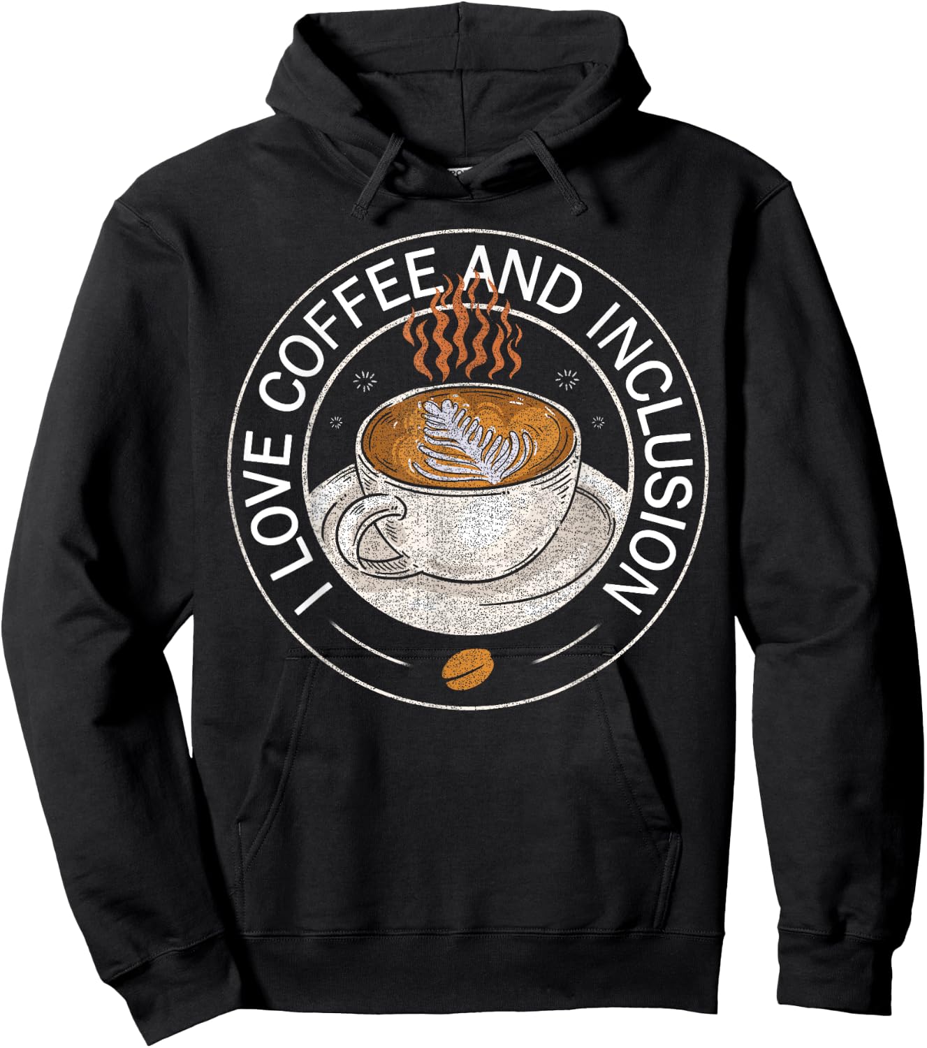I Love Coffee And Inclusion - Coffee Lover Saying Hoodie - Hoodie | Black